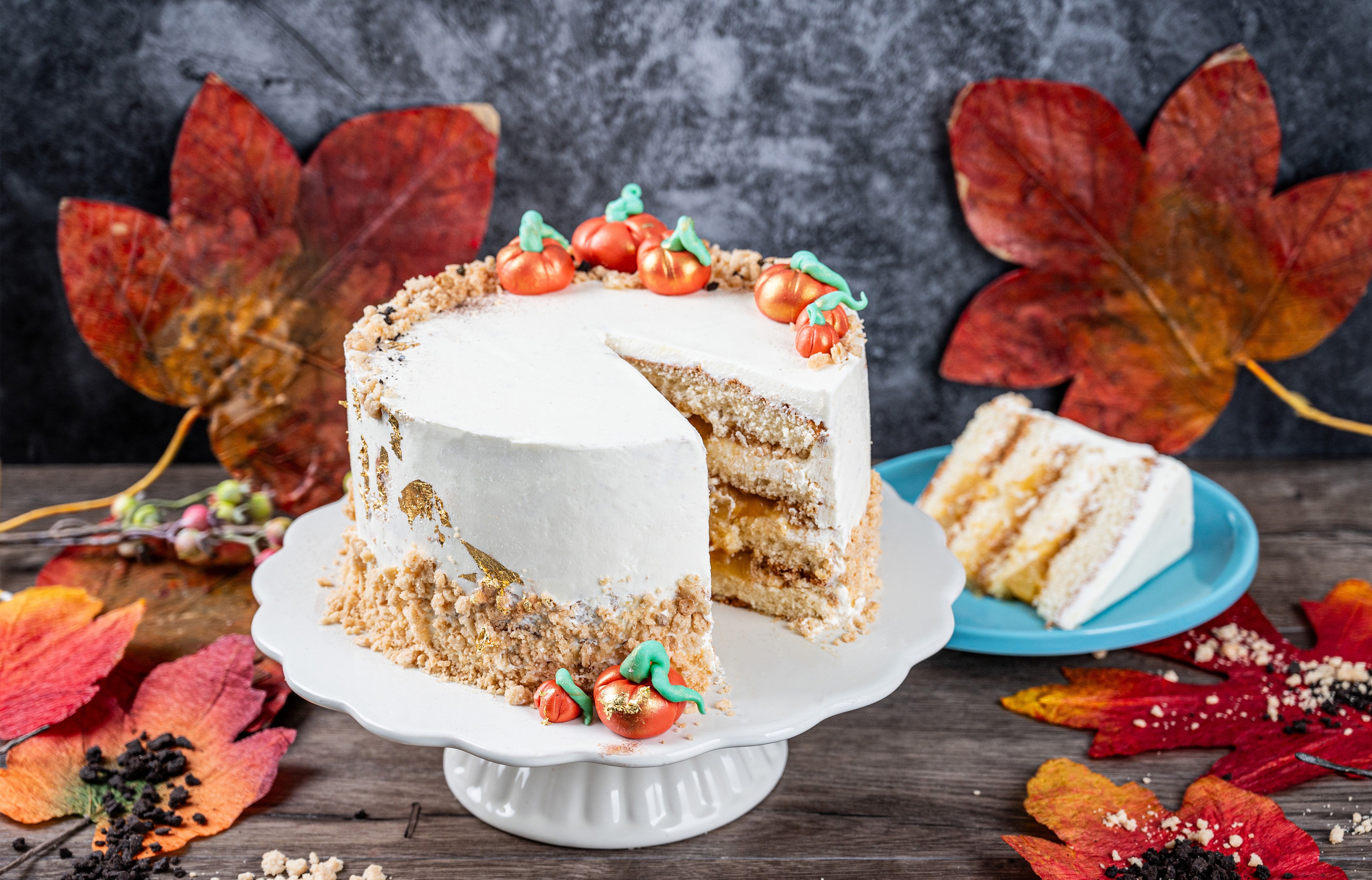 Bratapfeltorte mit Crumbs