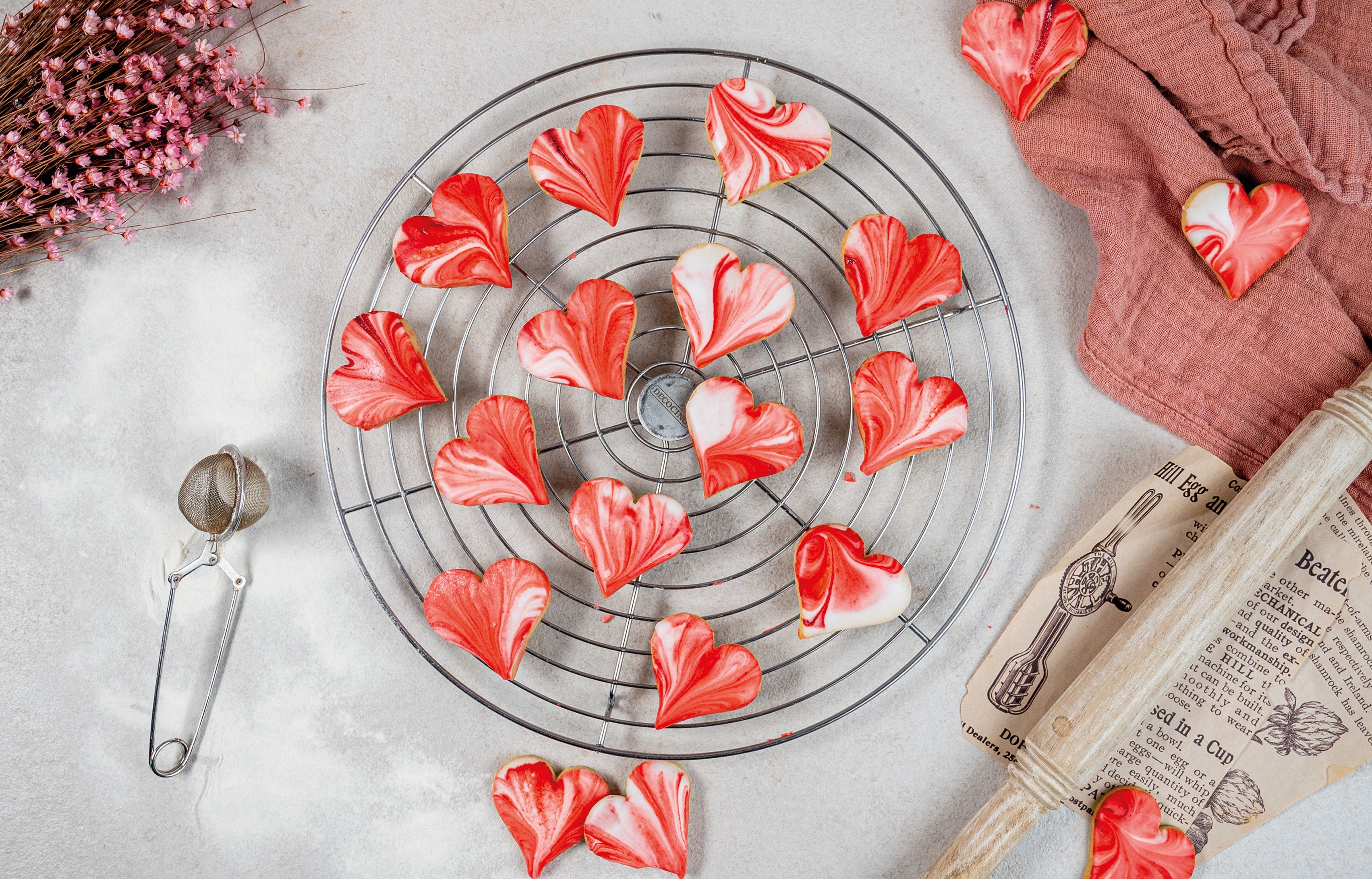 Marmorierte Herzkekse