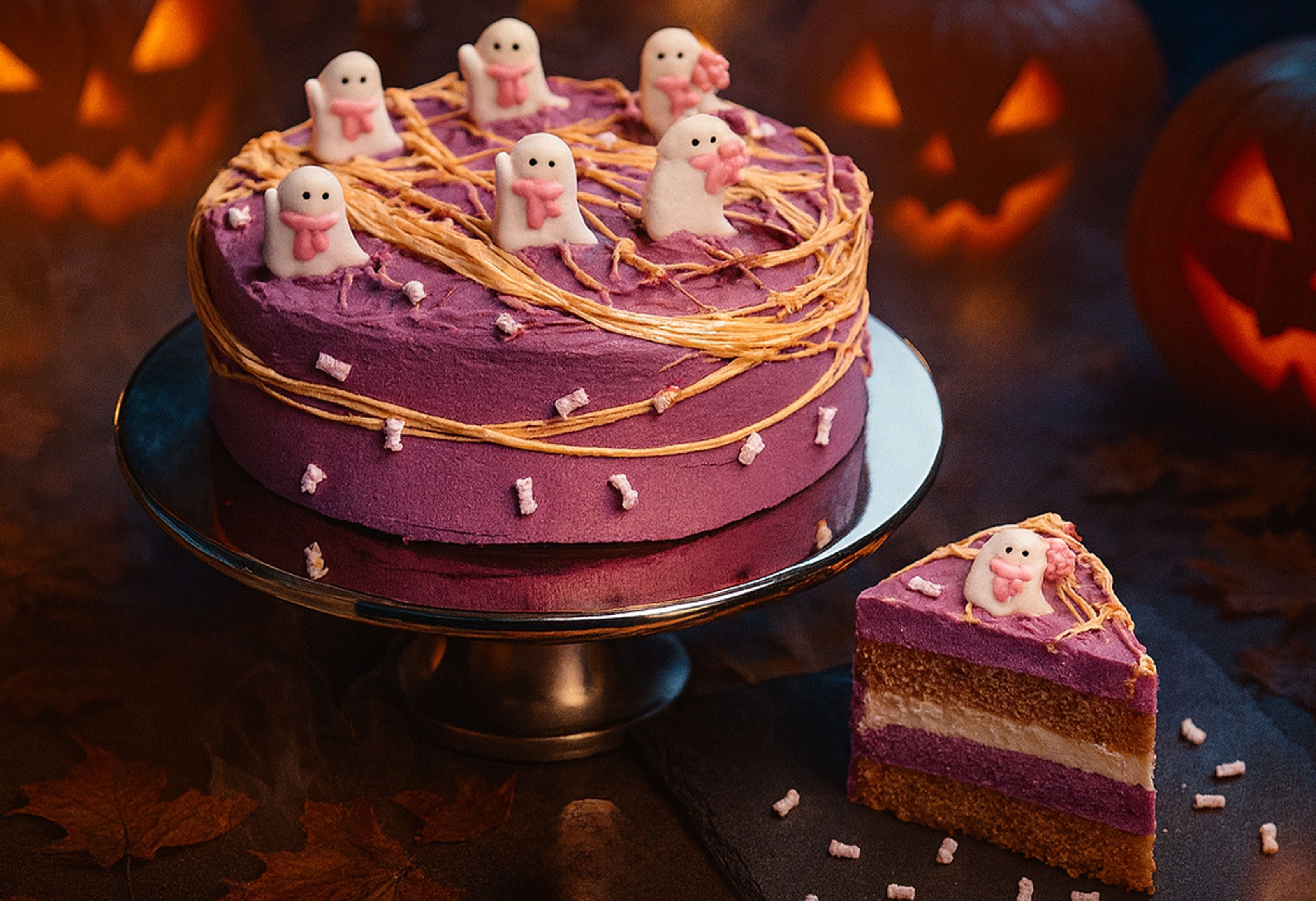 Halloween Spinnennetz-Torte