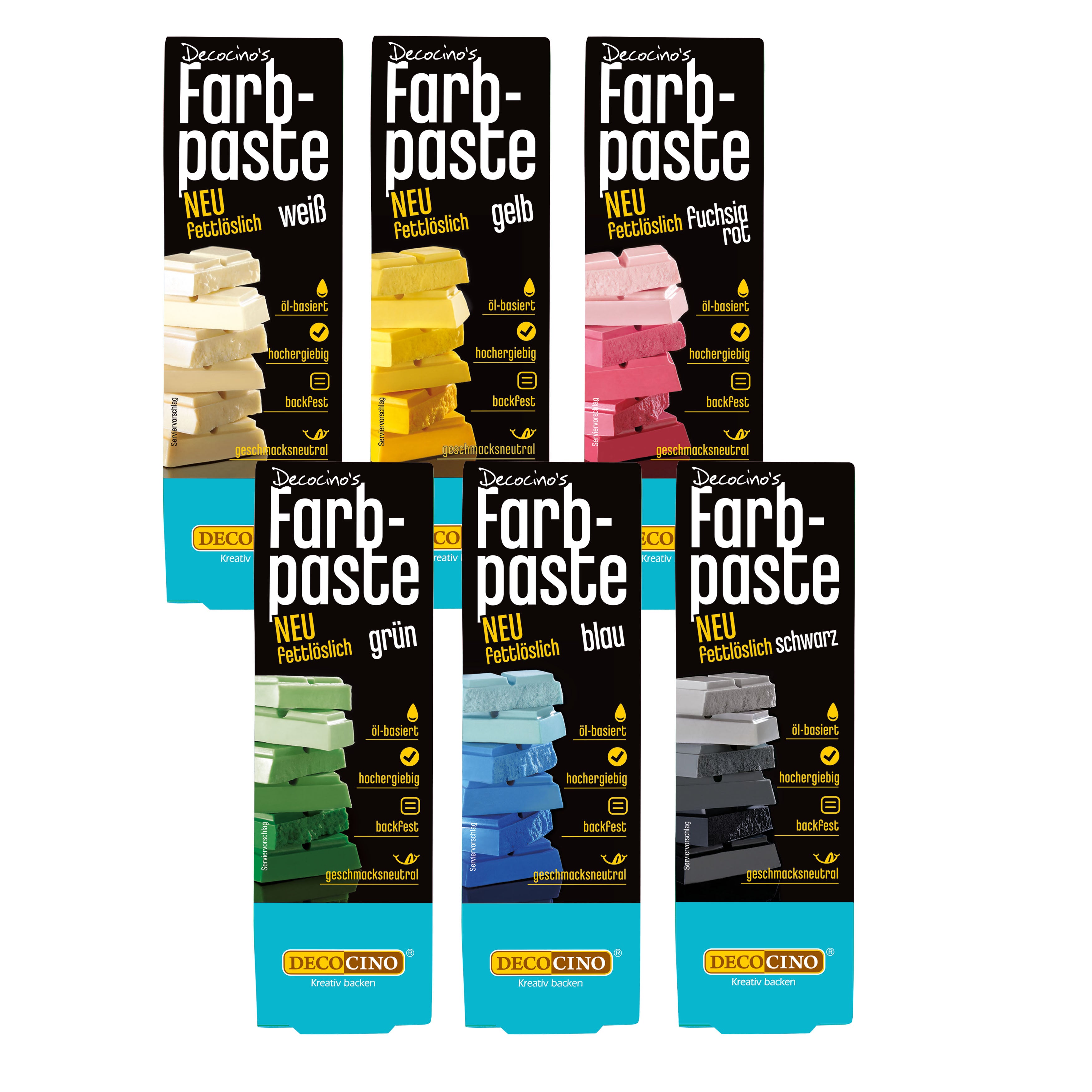 Fat-soluble color paste set, 6 pieces