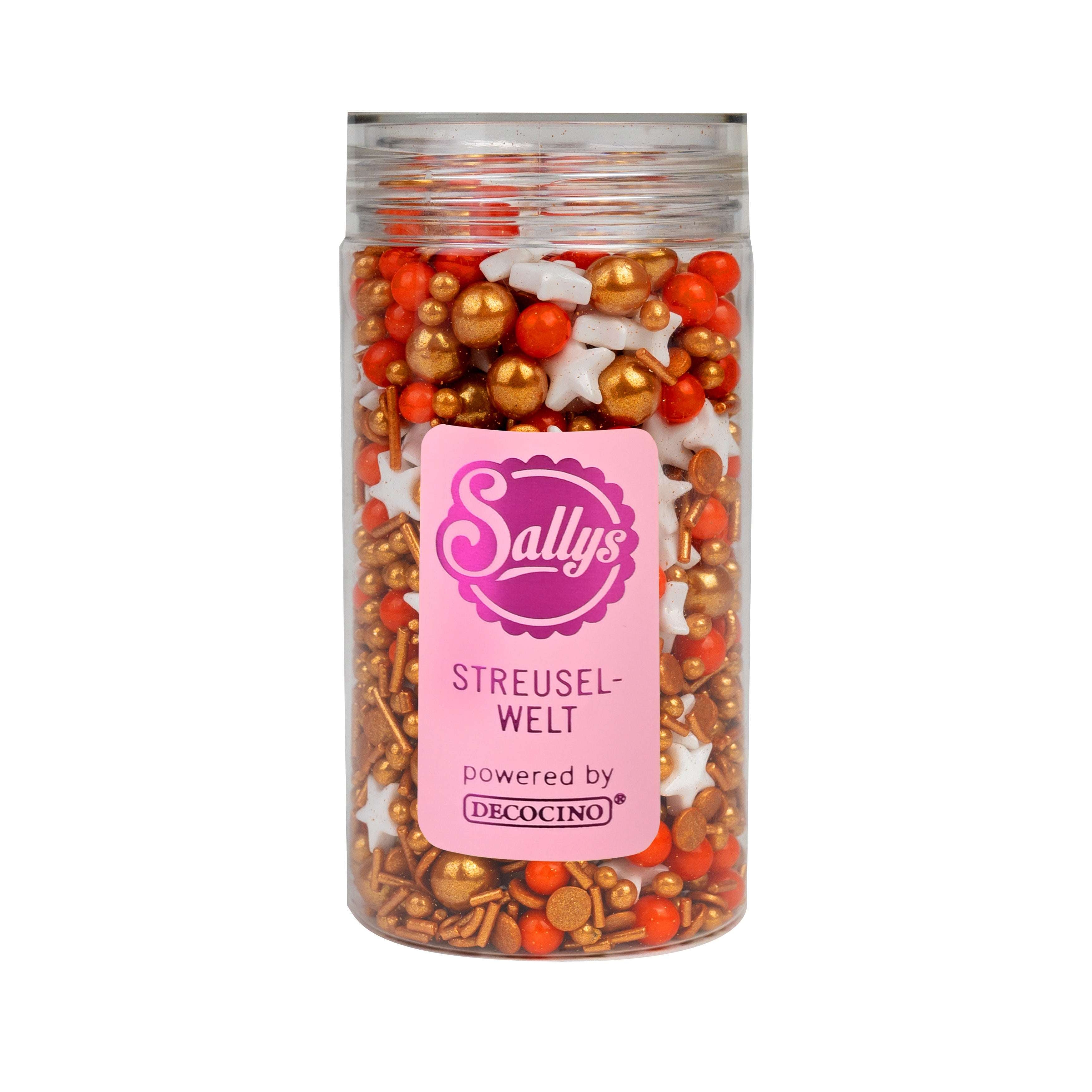 Sallys Streuselwelt – Stardust Gold Streuselmix in transparenter Dose powered by Decocino