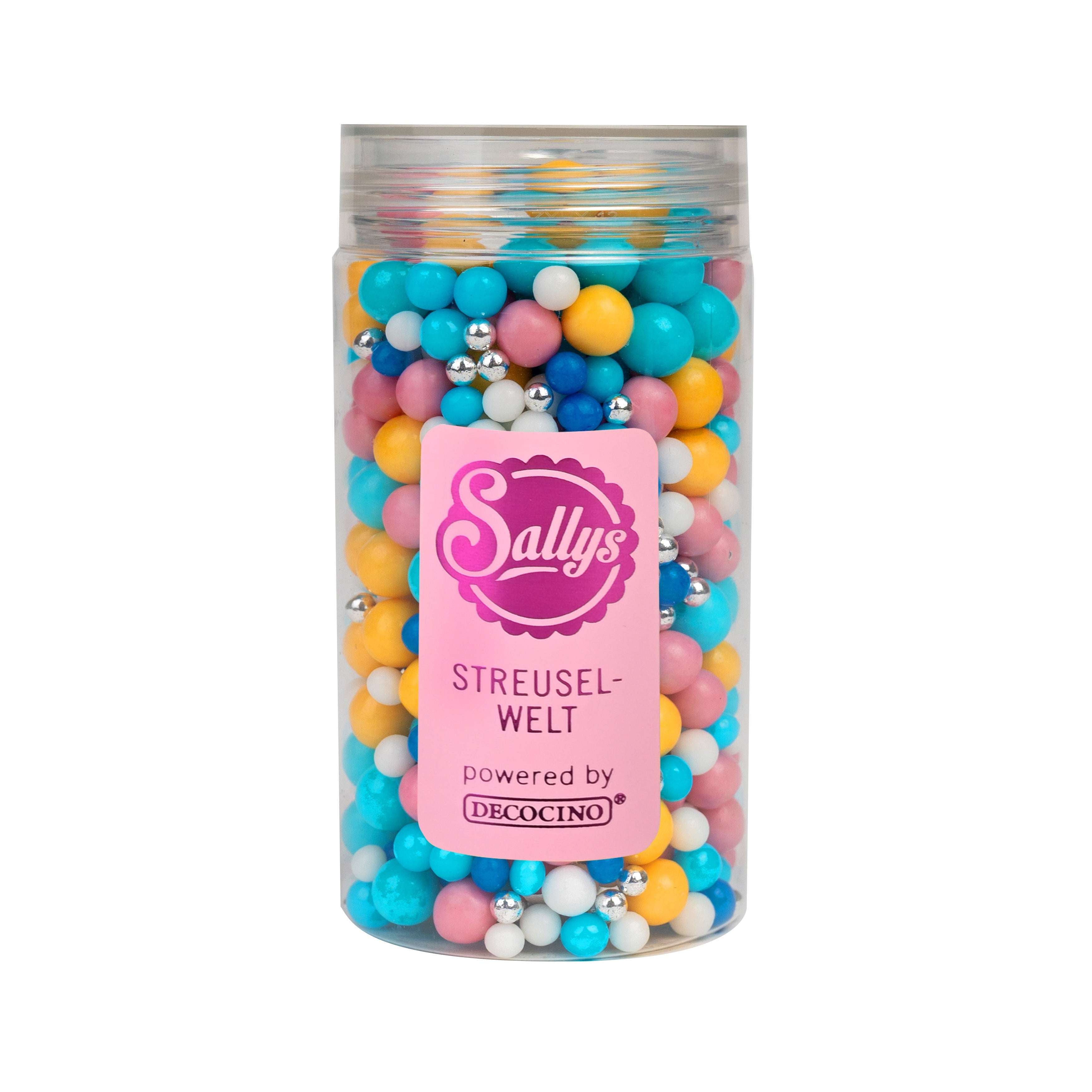 Sallys Streuselwelt – Party Bubbles Streuselmix in transparenter Dose powered by Decocino