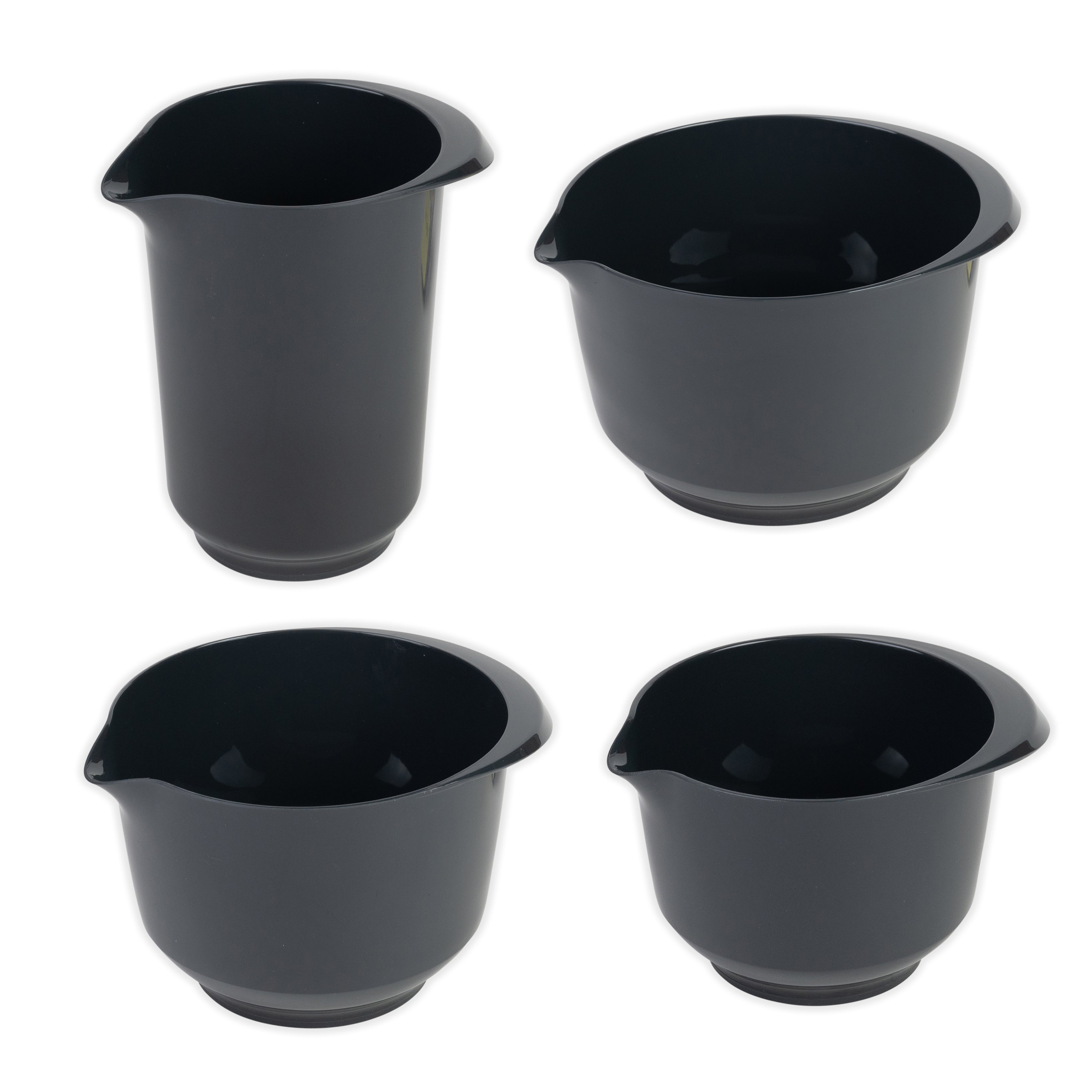 Set bestehend aus 4 Rühr- und Servierschsseln in cool grey 1,0 Liter, 1,5 Liter, 2,0 Liter und 4,0 Liter