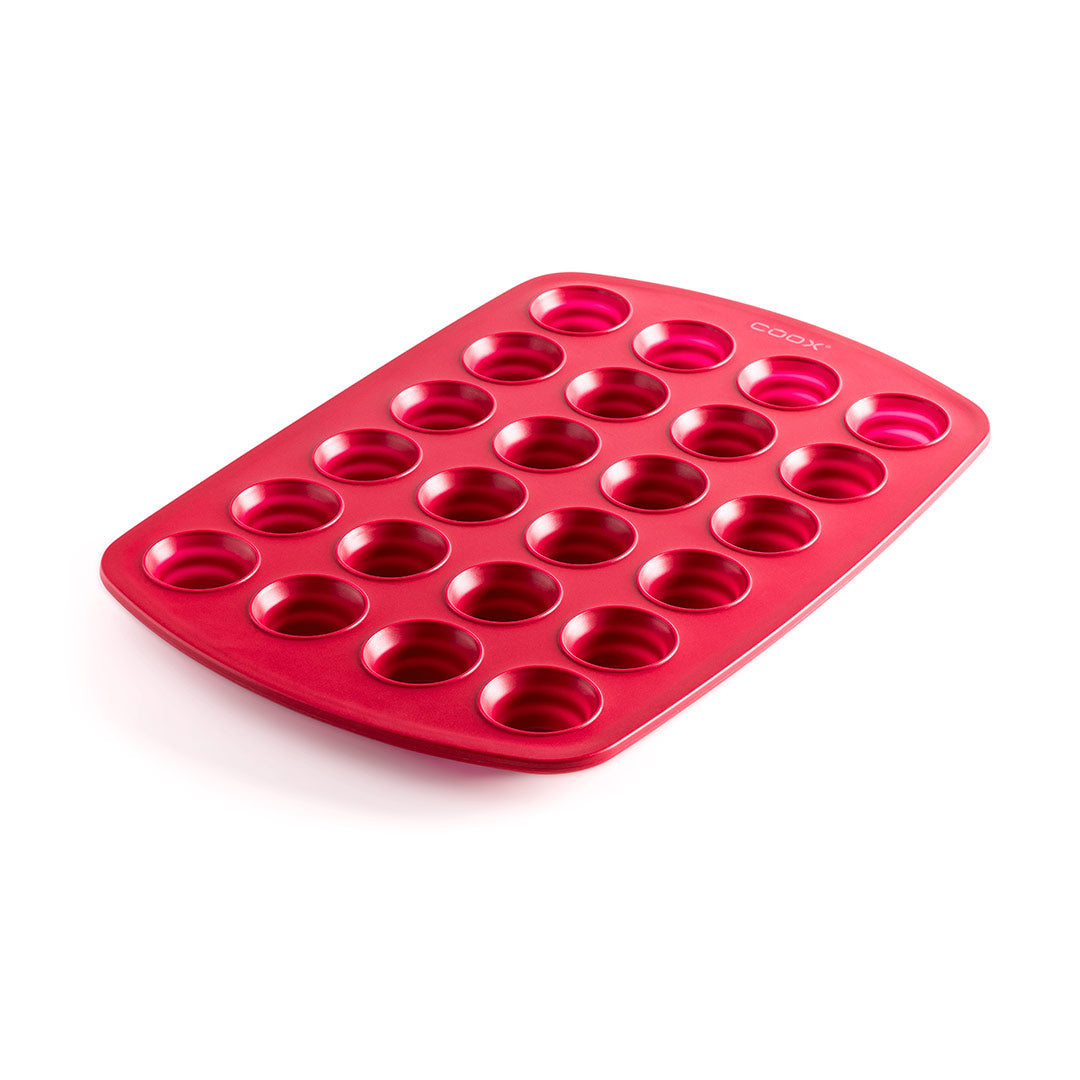Mini muffin baking pan silicone red (24-cup)