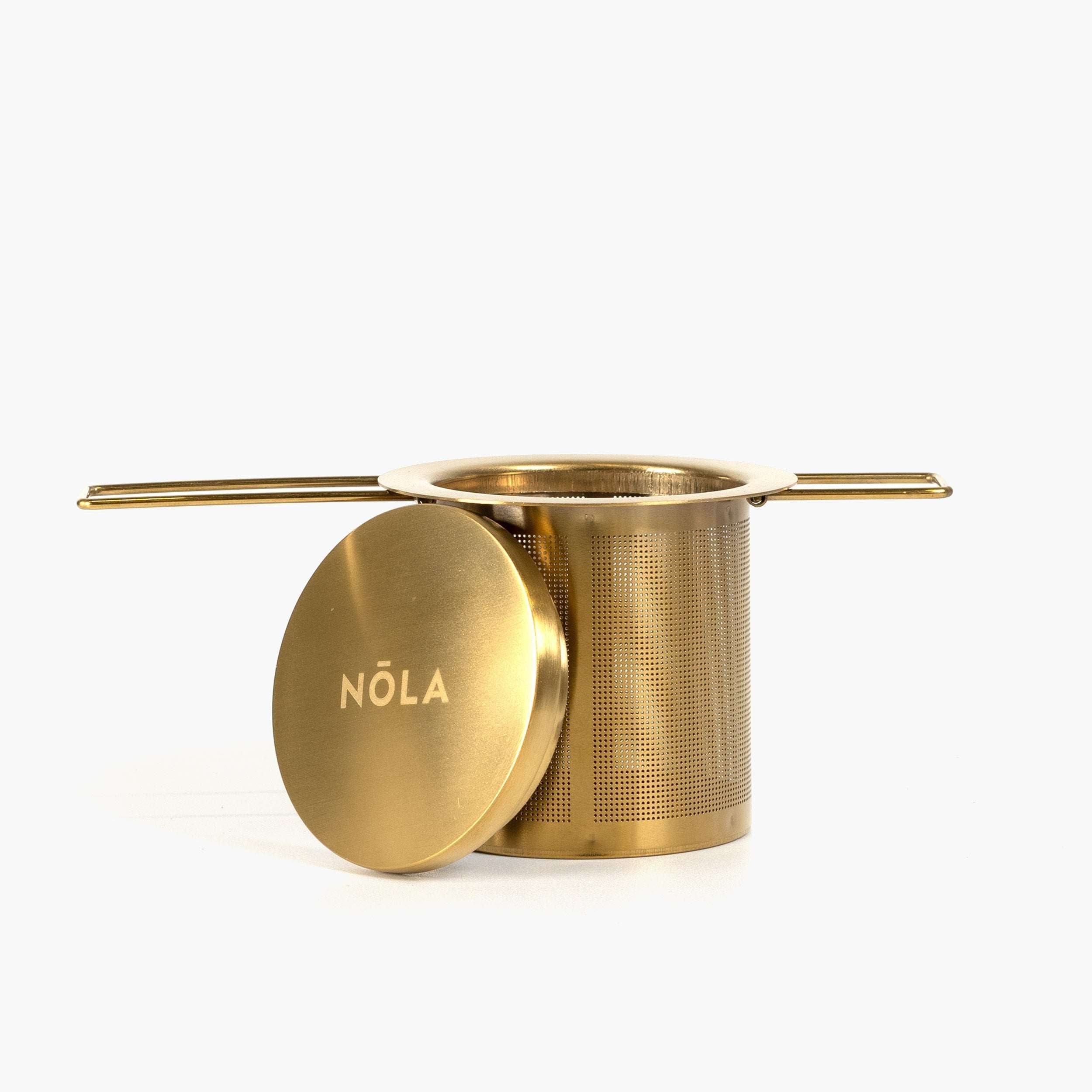 Einklappbares Tee-Sieb mit Deckel (gold) Nola