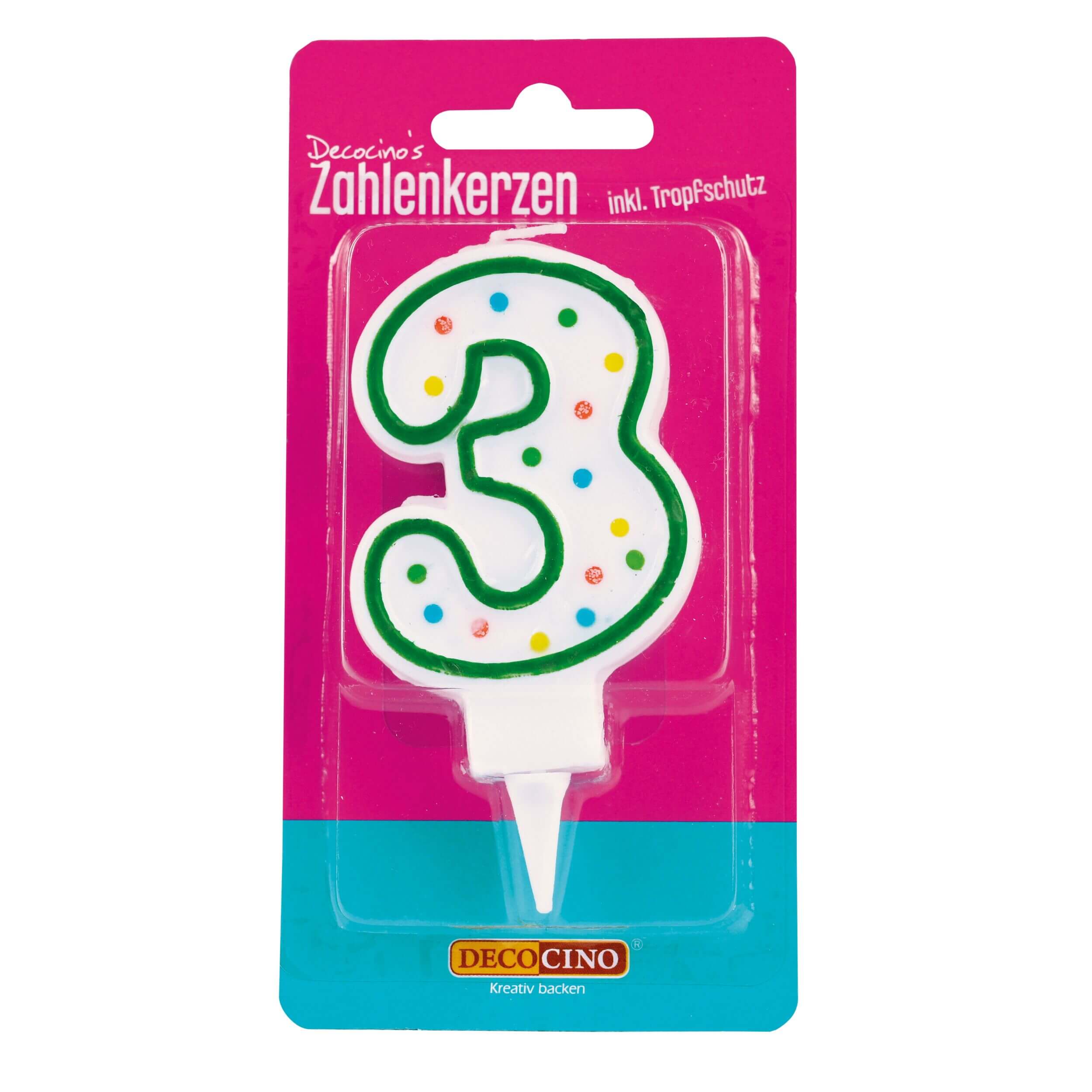 Zahlenkerze 3, z.B. zum Geburtstag