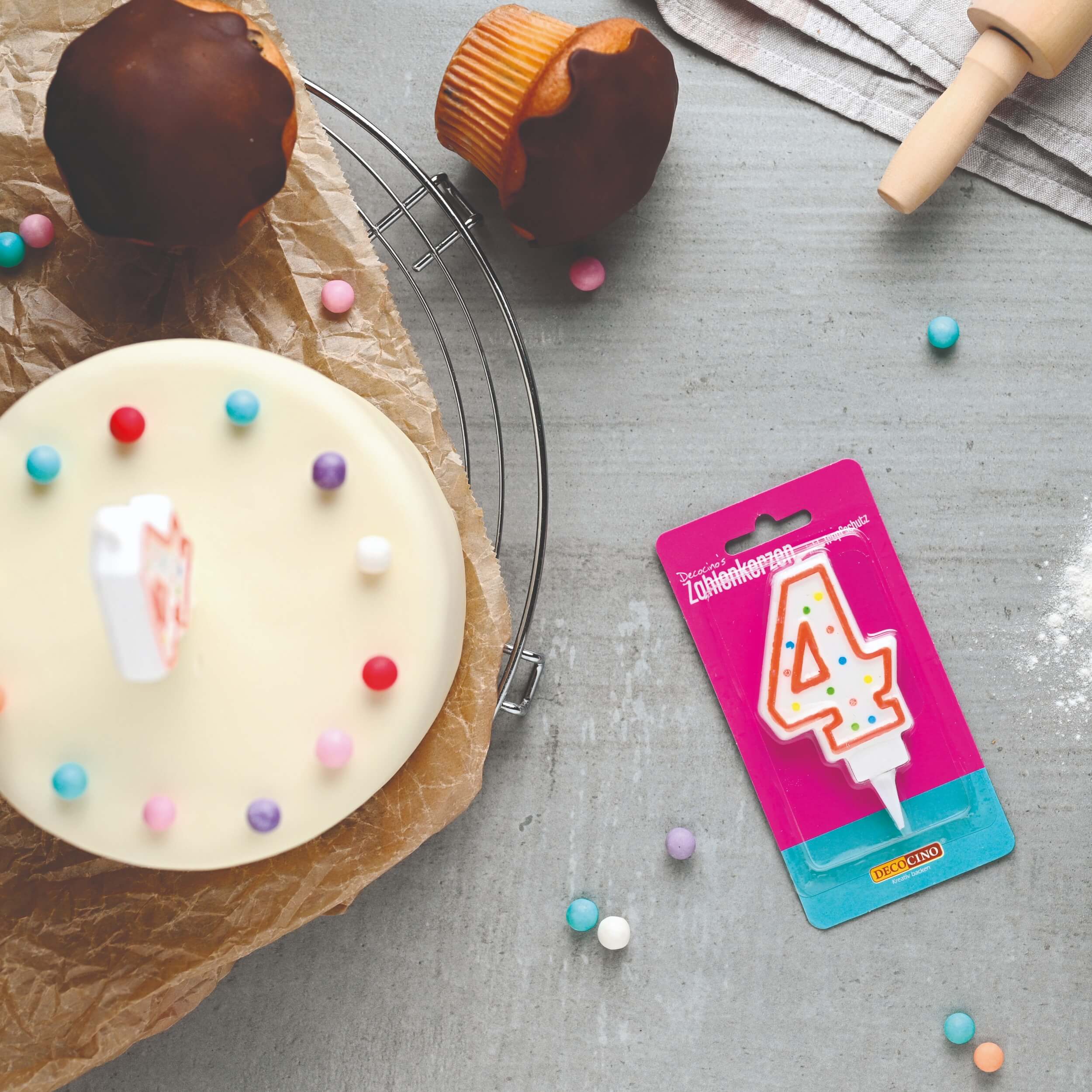 Number candle 4, e.g. for a birthday