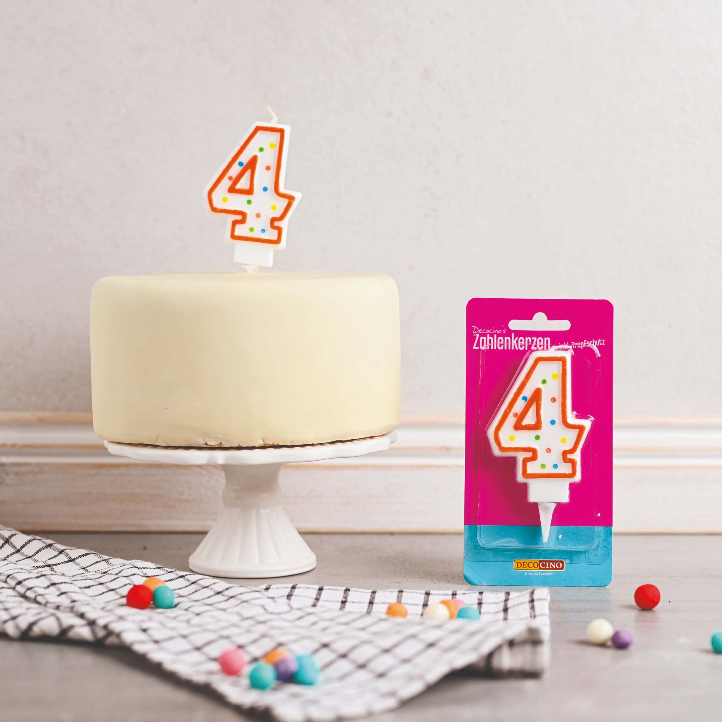 Number candle 4, e.g. for a birthday