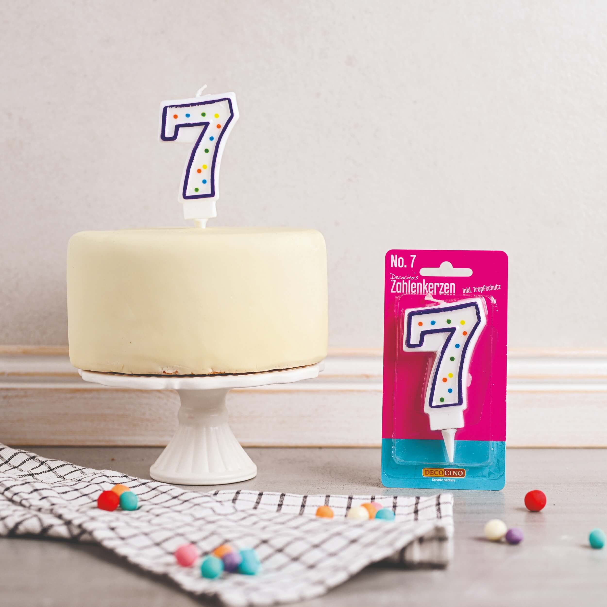 Zahlenkerze 7, z.B. zum Geburtstag