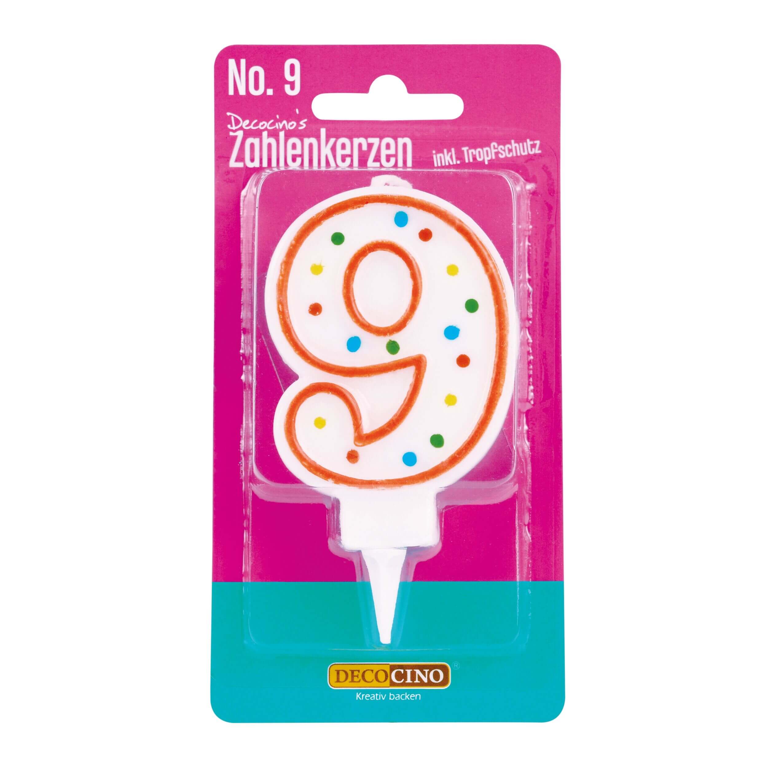 Zahlenkerze 9, z.B. zum Geburtstag