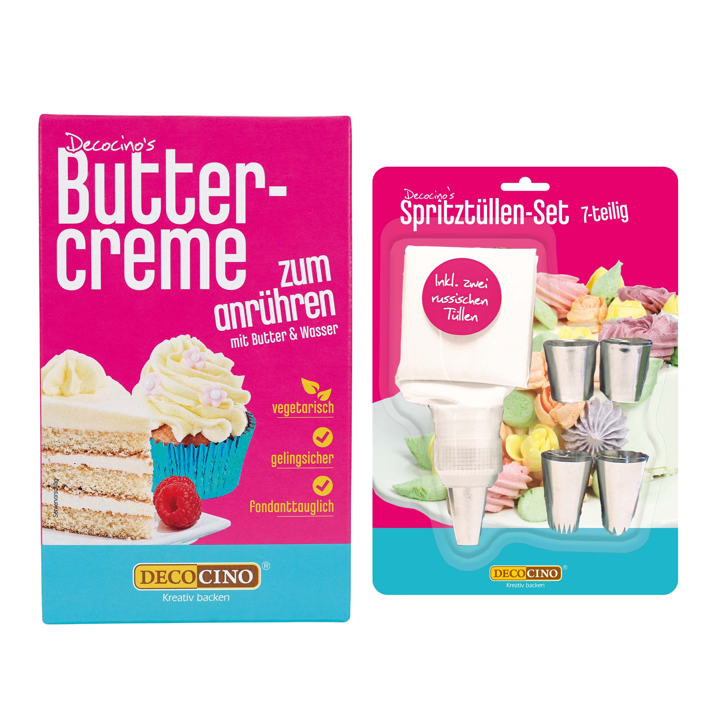 Buttercreme (250g) & Spritztüllen-Set (7-tlg.) 2er-Set
