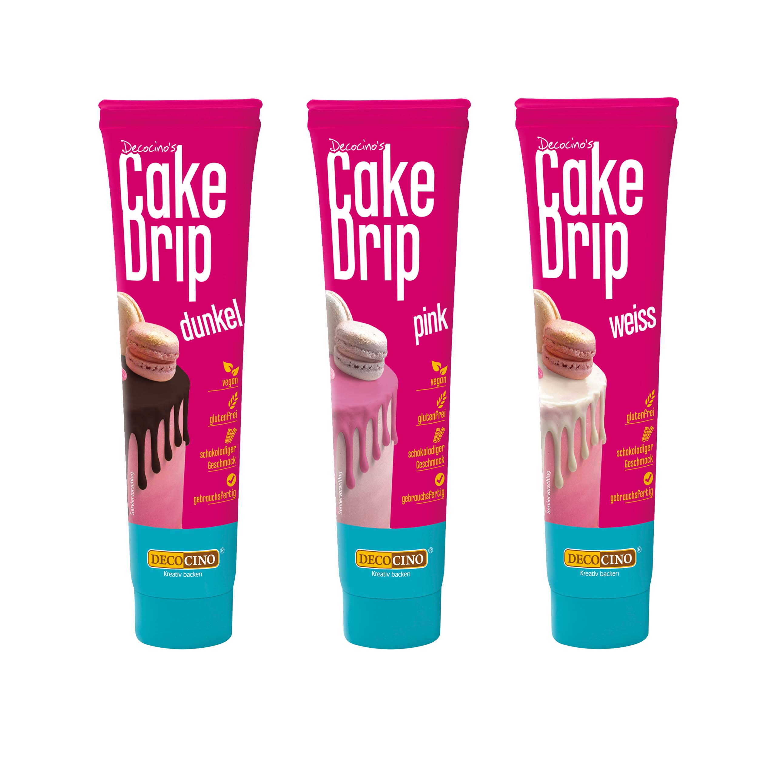 Cake Drip 3er-Set: Dunkel, Hell, Pink (3x90g)