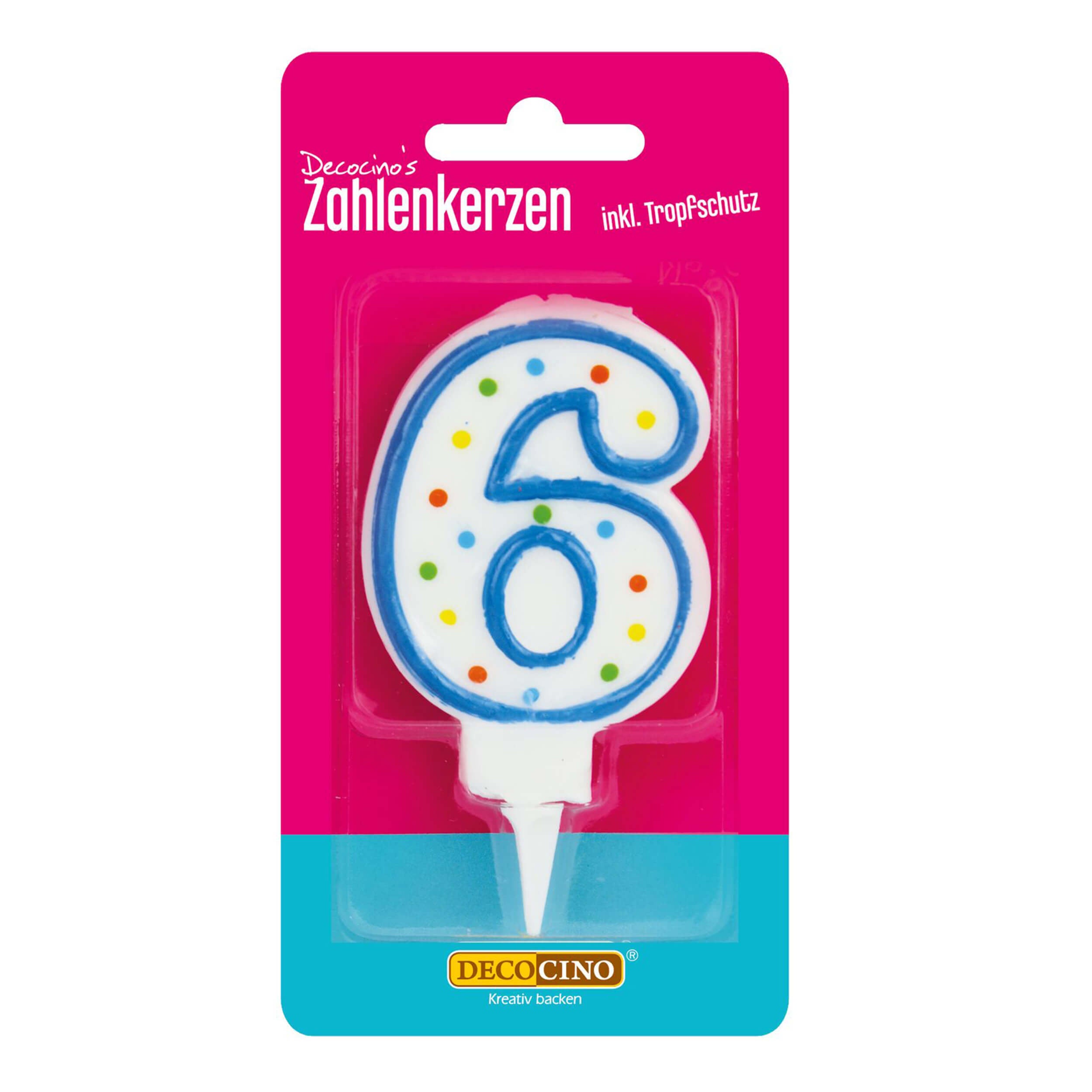 Zahlenkerze 6, z.B. zum Geburtstag