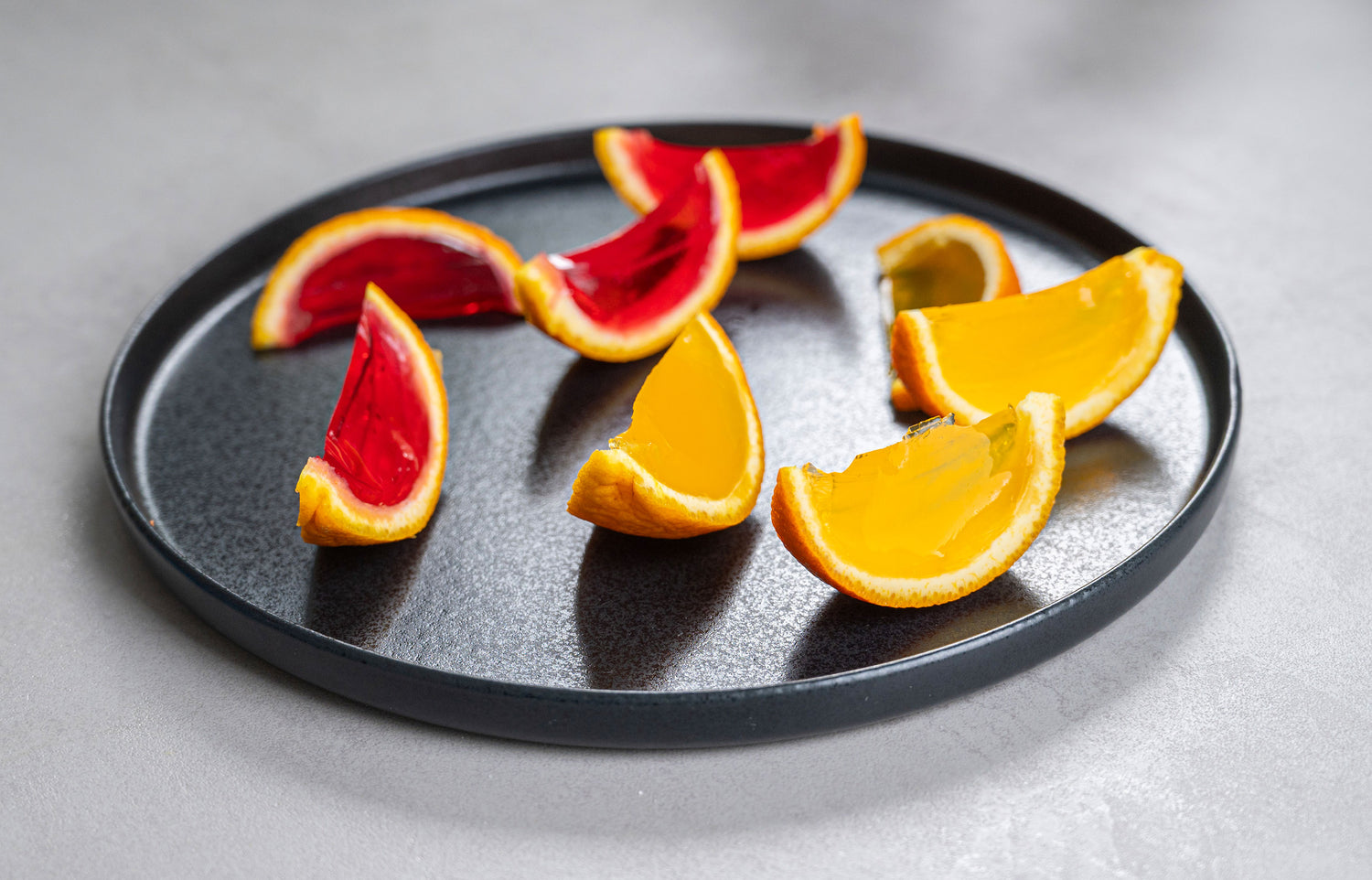 Melone-Mango Jelly Shot in der Orange