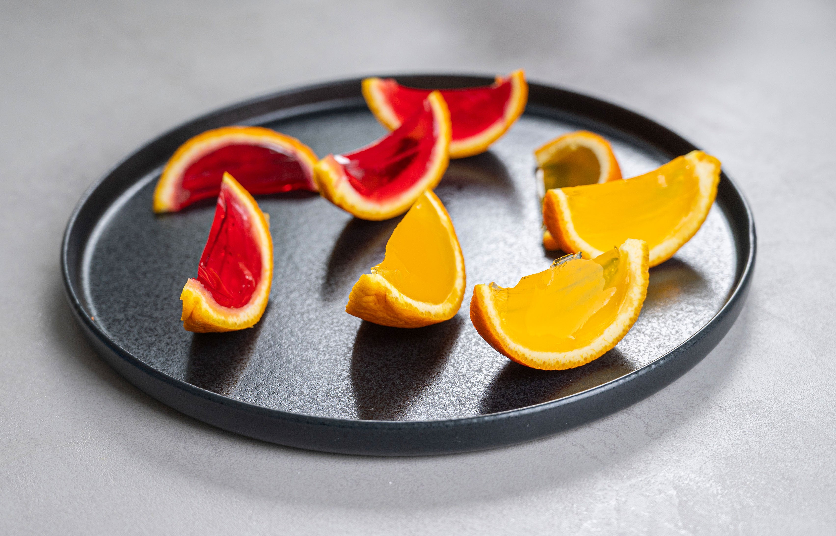 Melone-Mango Jelly Shot in der Orange