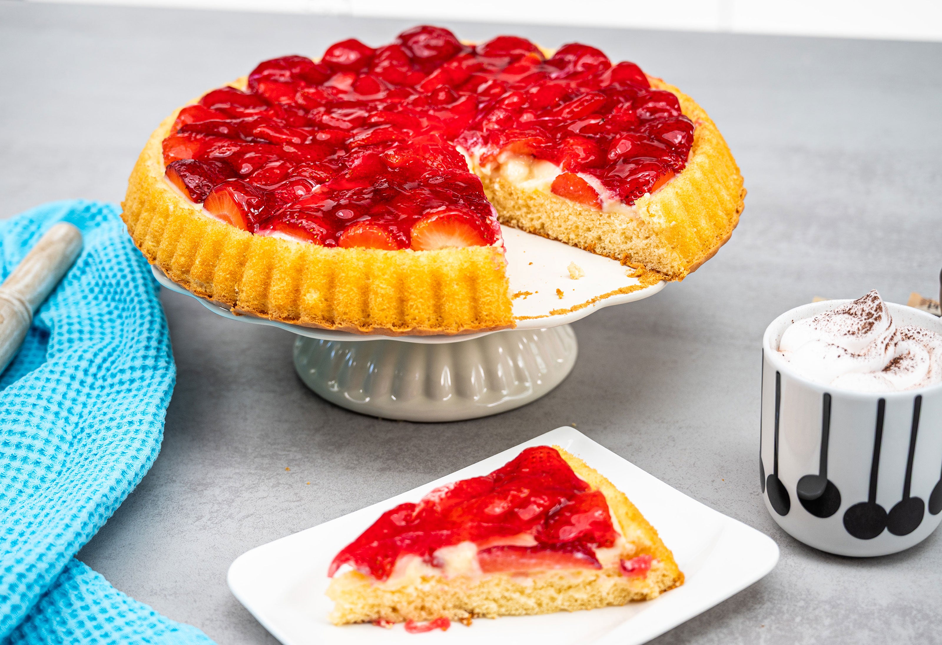 Erdbeerkuchen mit Puddingcreme