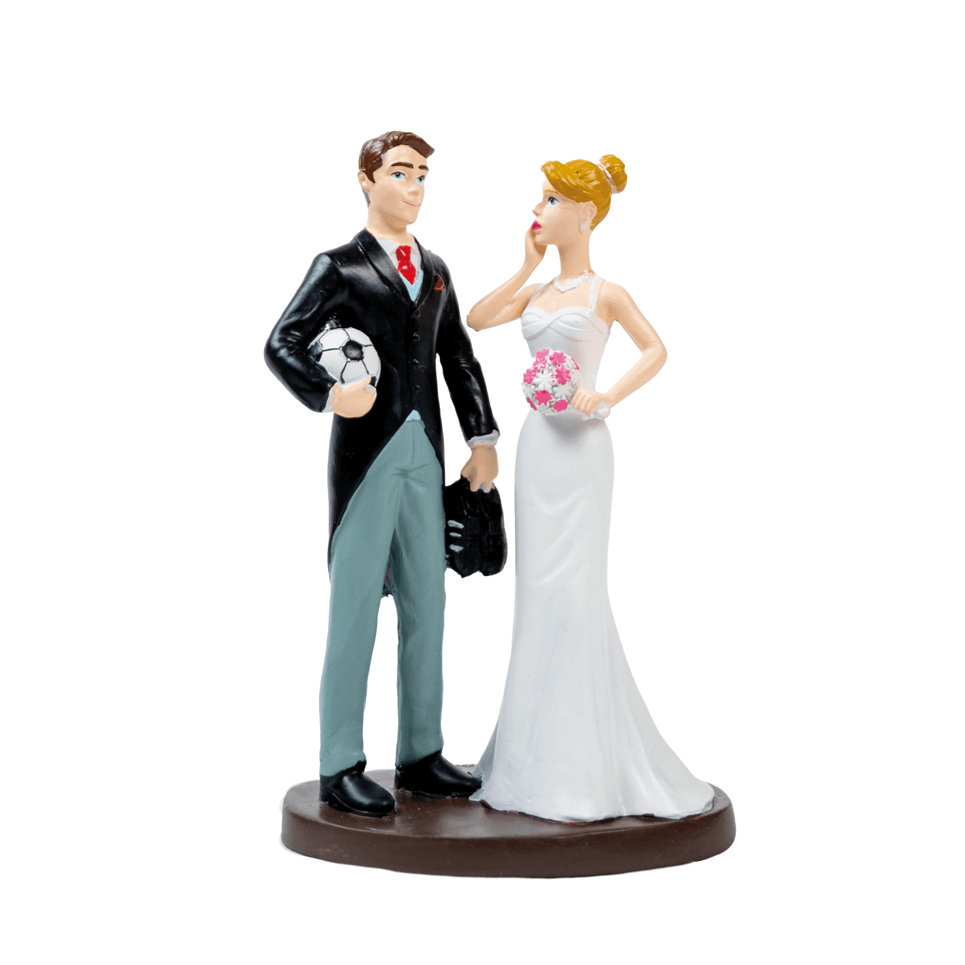 Tortenfigur Brautpaar "Fußballliebe" 18cm