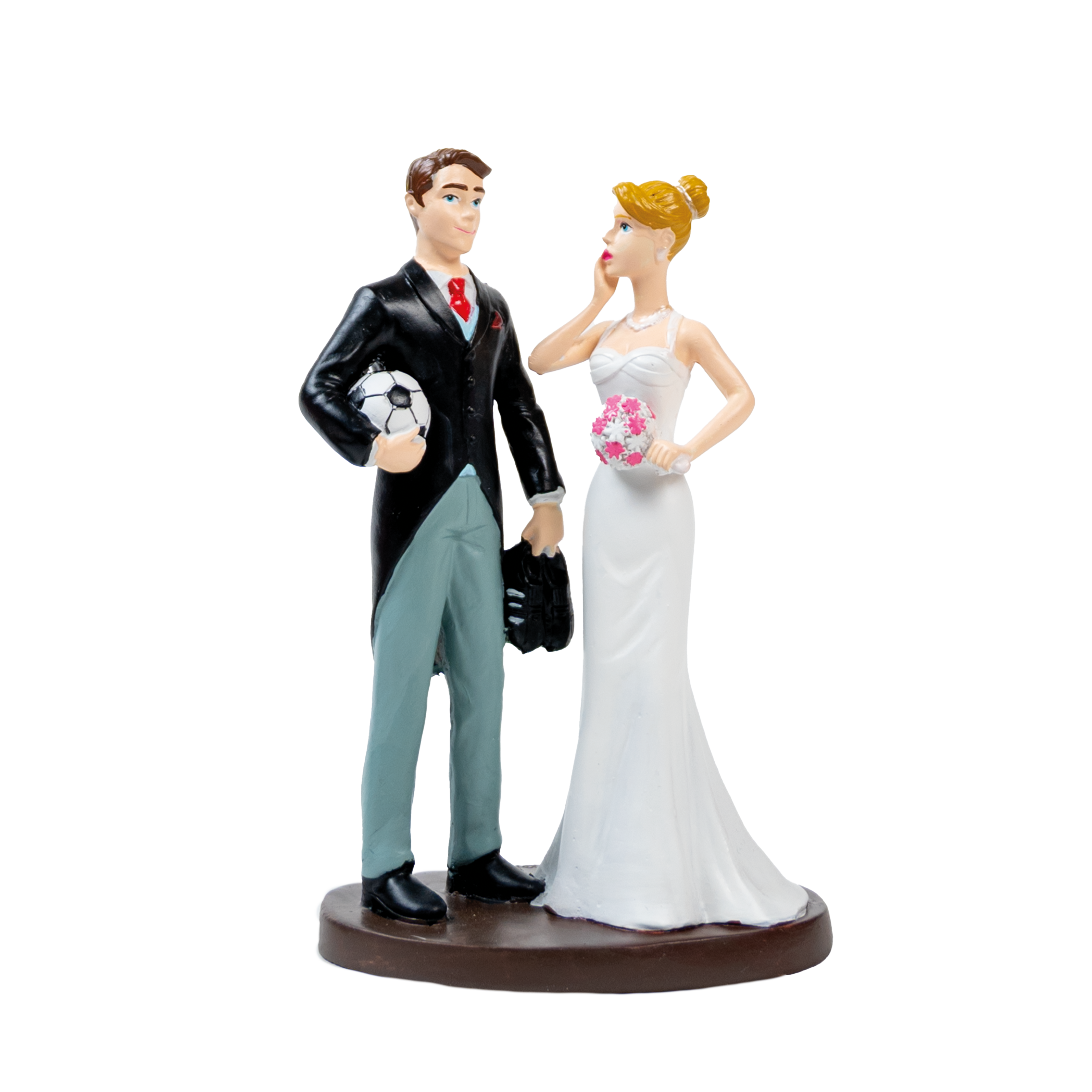 Tortenfigur Brautpaar "Fußballliebe" 18cm