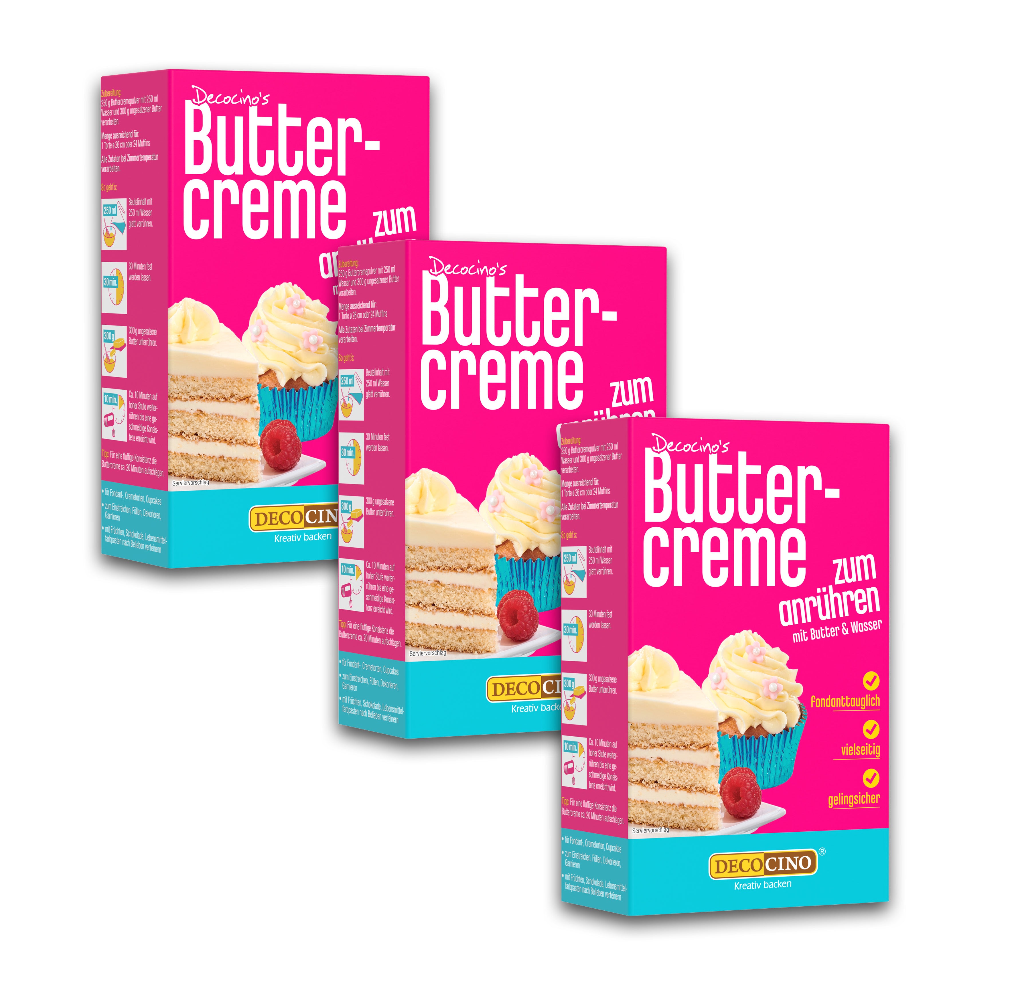 Buttercreme zum Anrühren 3er-Set (3x250g)