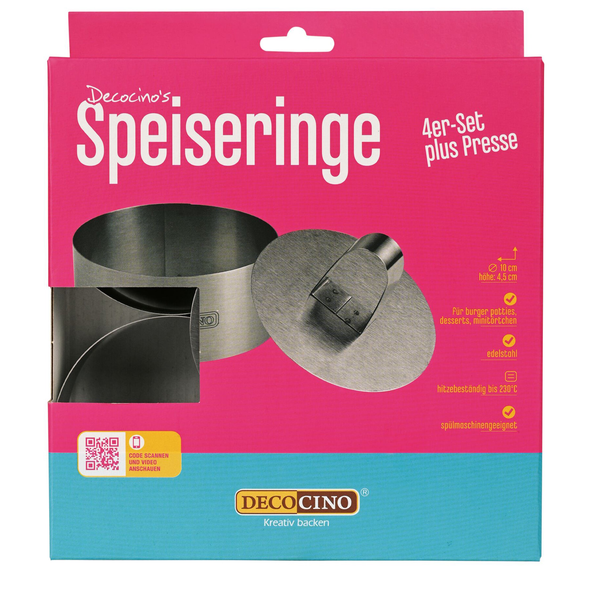 Speiseringe 4er-Set mit Presse