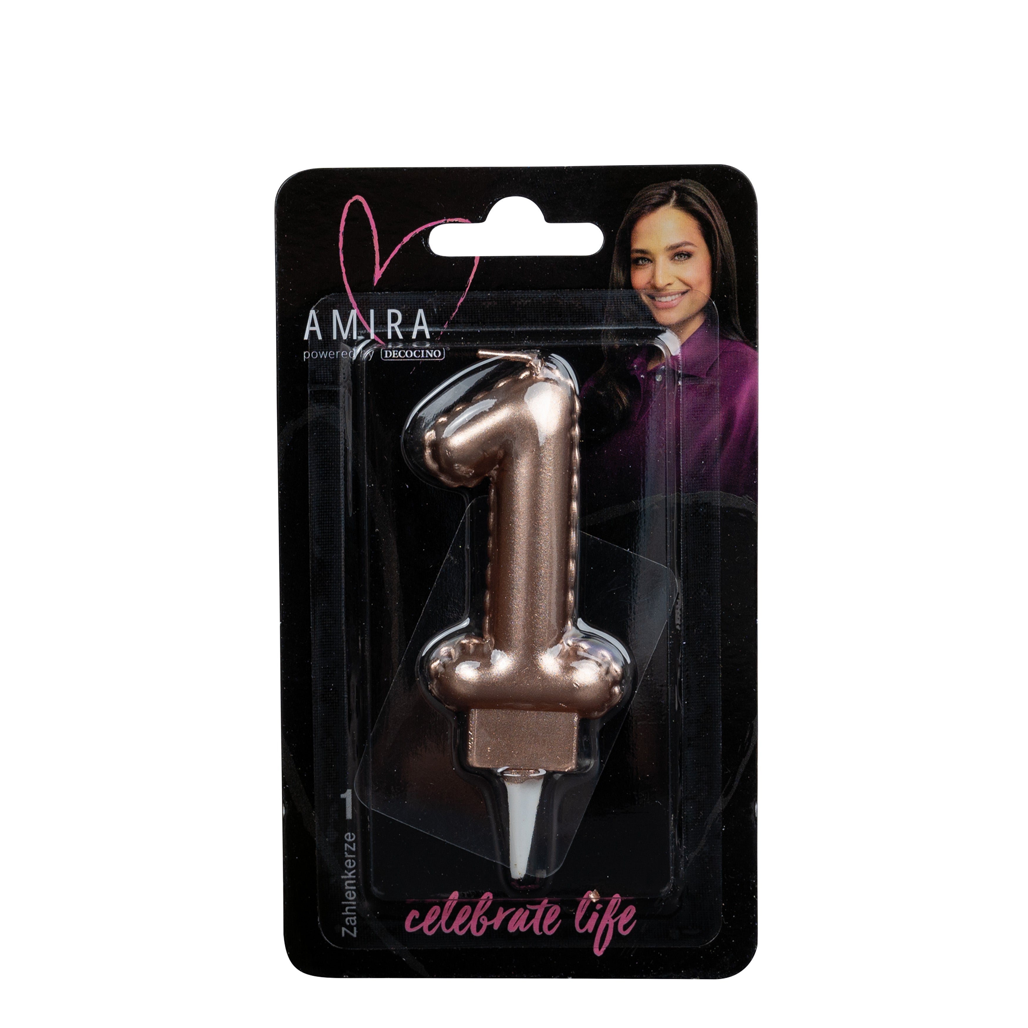 Number candle "1" rose gold by Amira