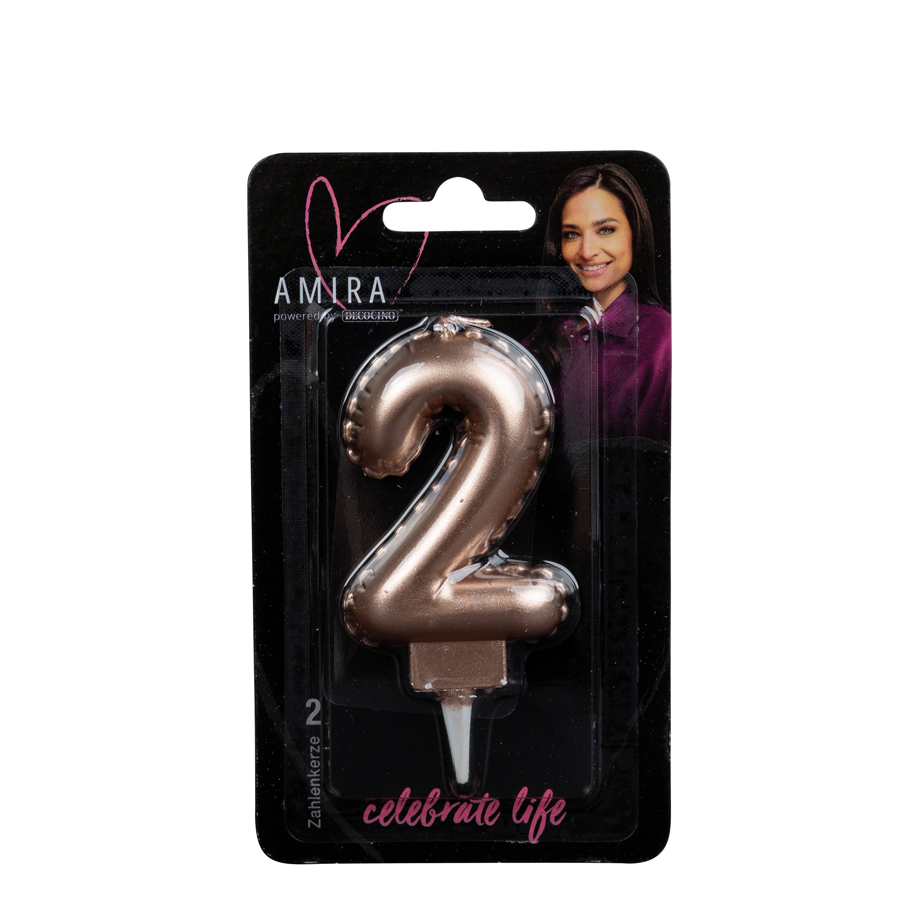 Number candle "2" rose gold by Amira