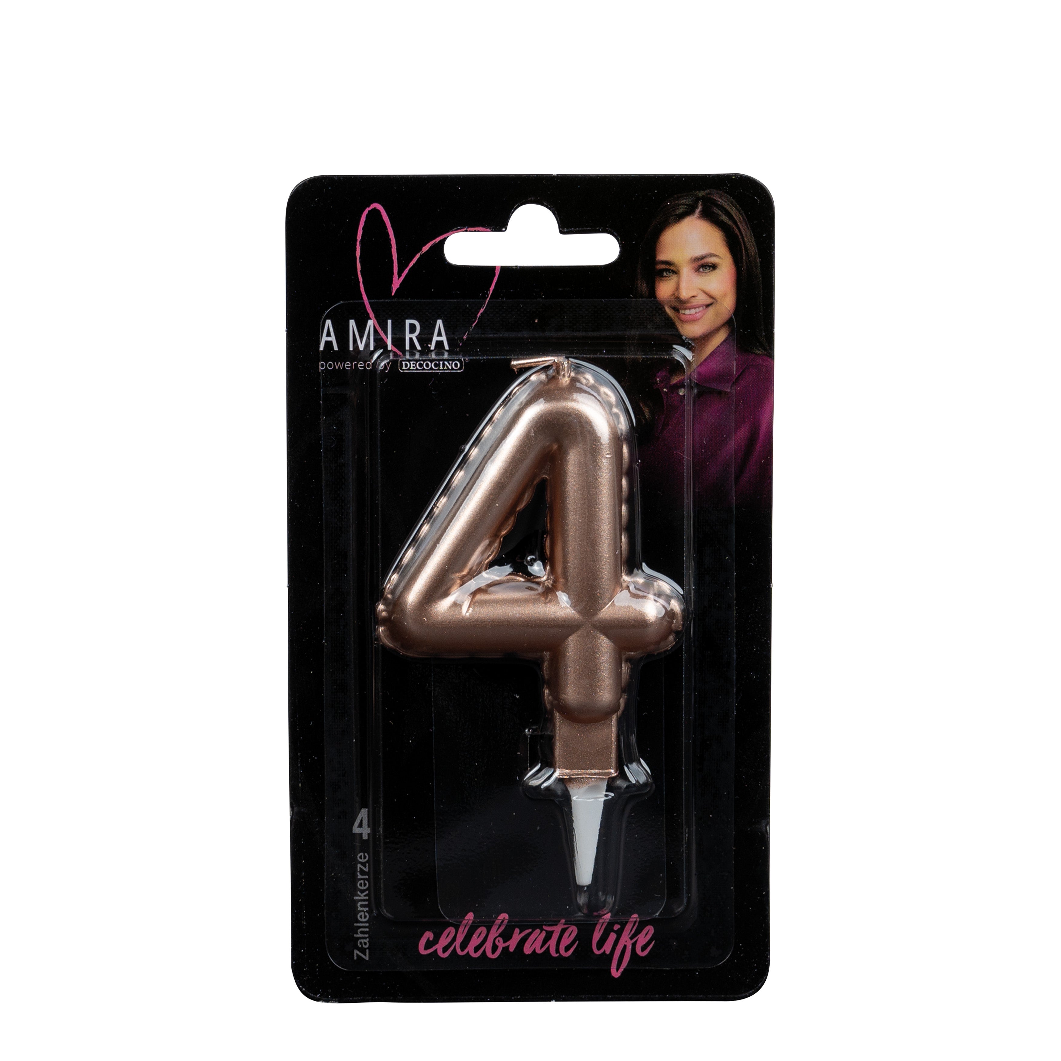 Candela numero "4" oro rosa di Amira