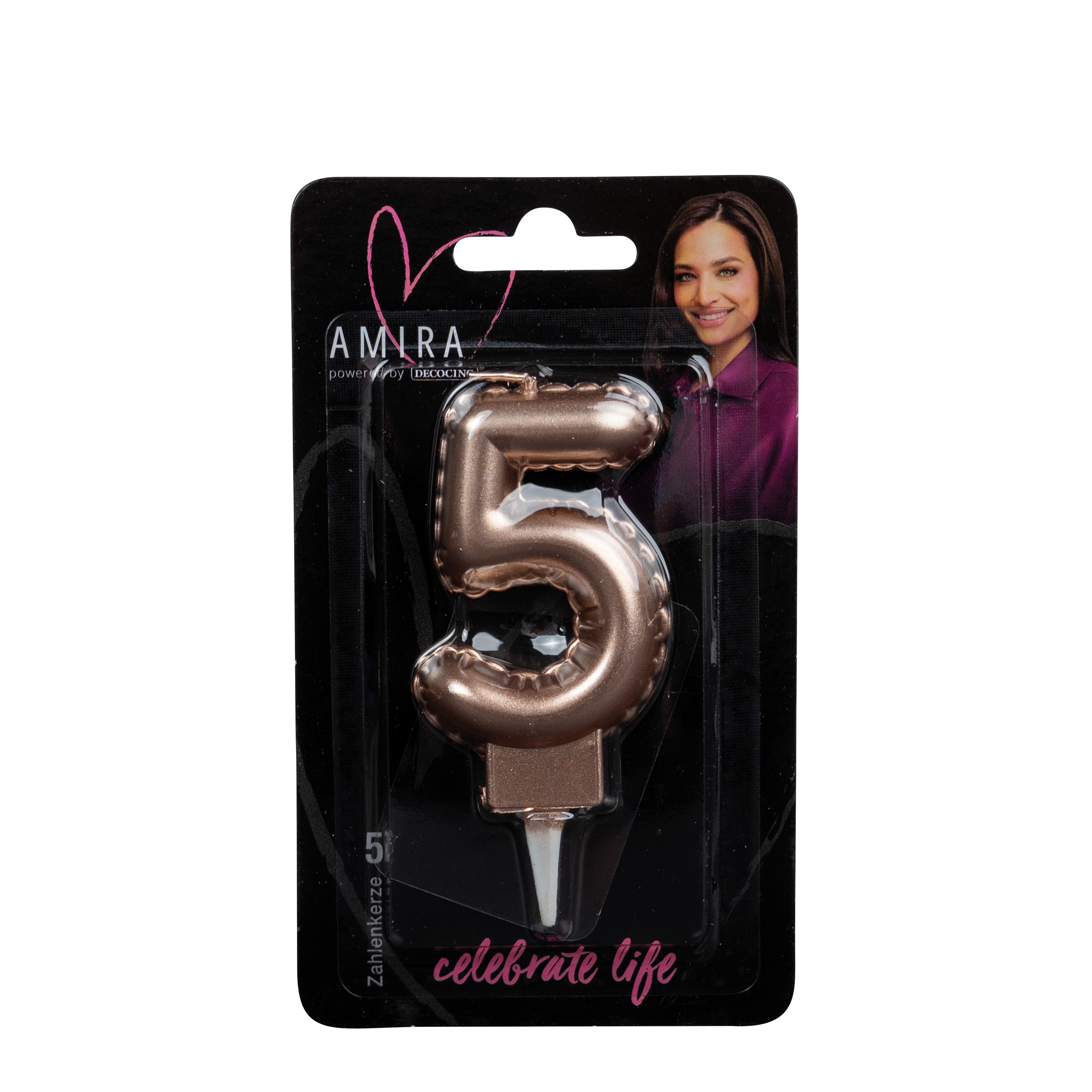 Number candle "5" rose gold by Amira