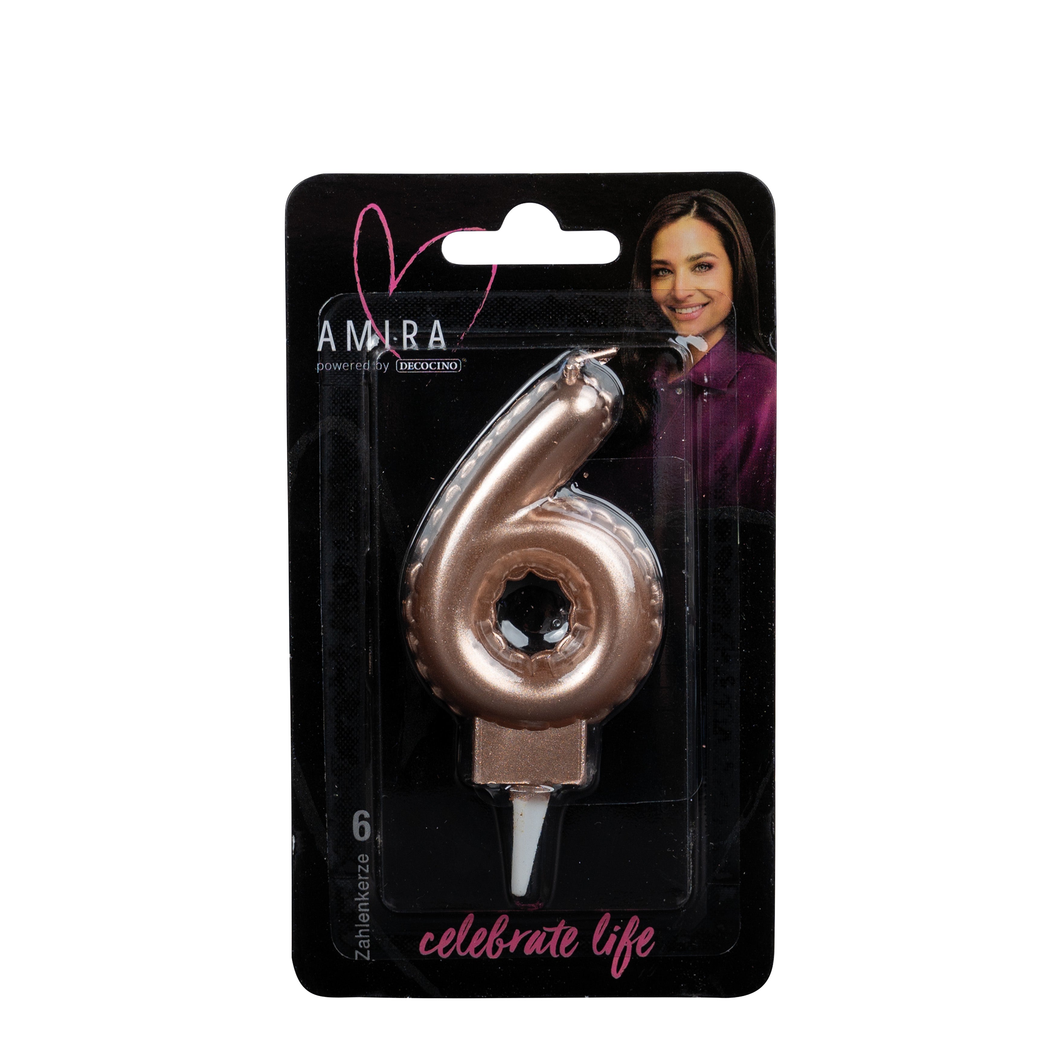 Number candle "6" rose gold by Amira