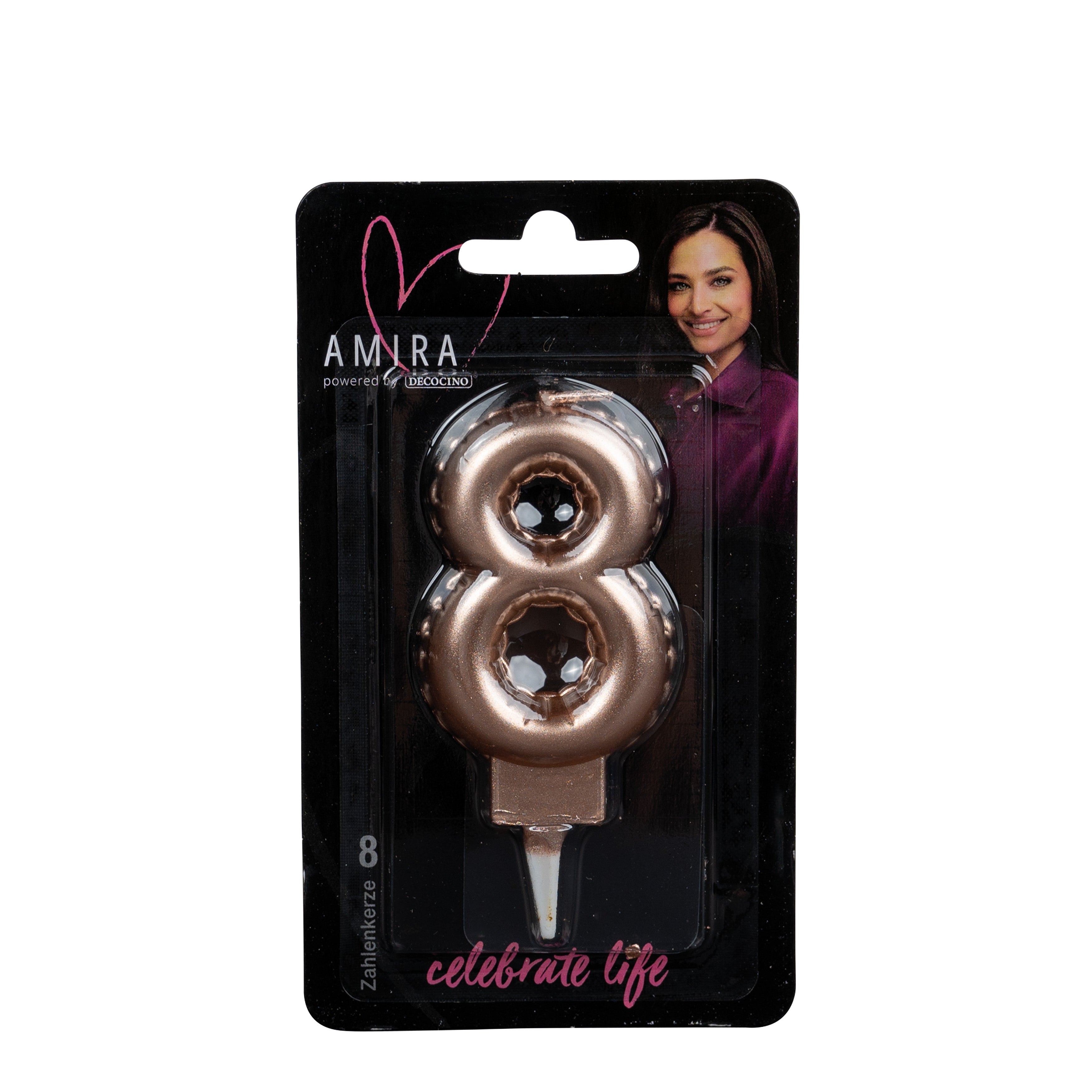 Number candle "8" rose gold by Amira