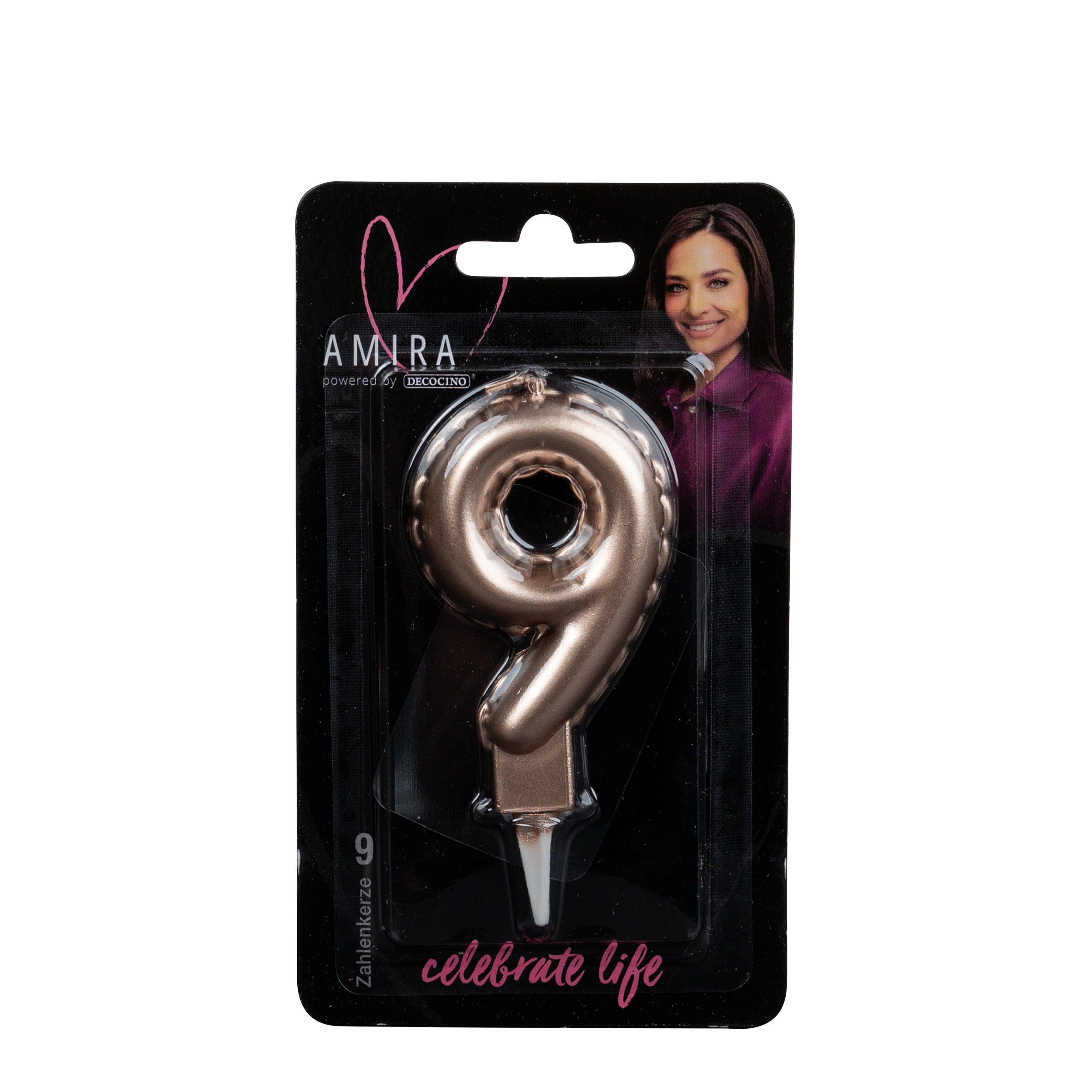 Number candle "9" rose gold by Amira