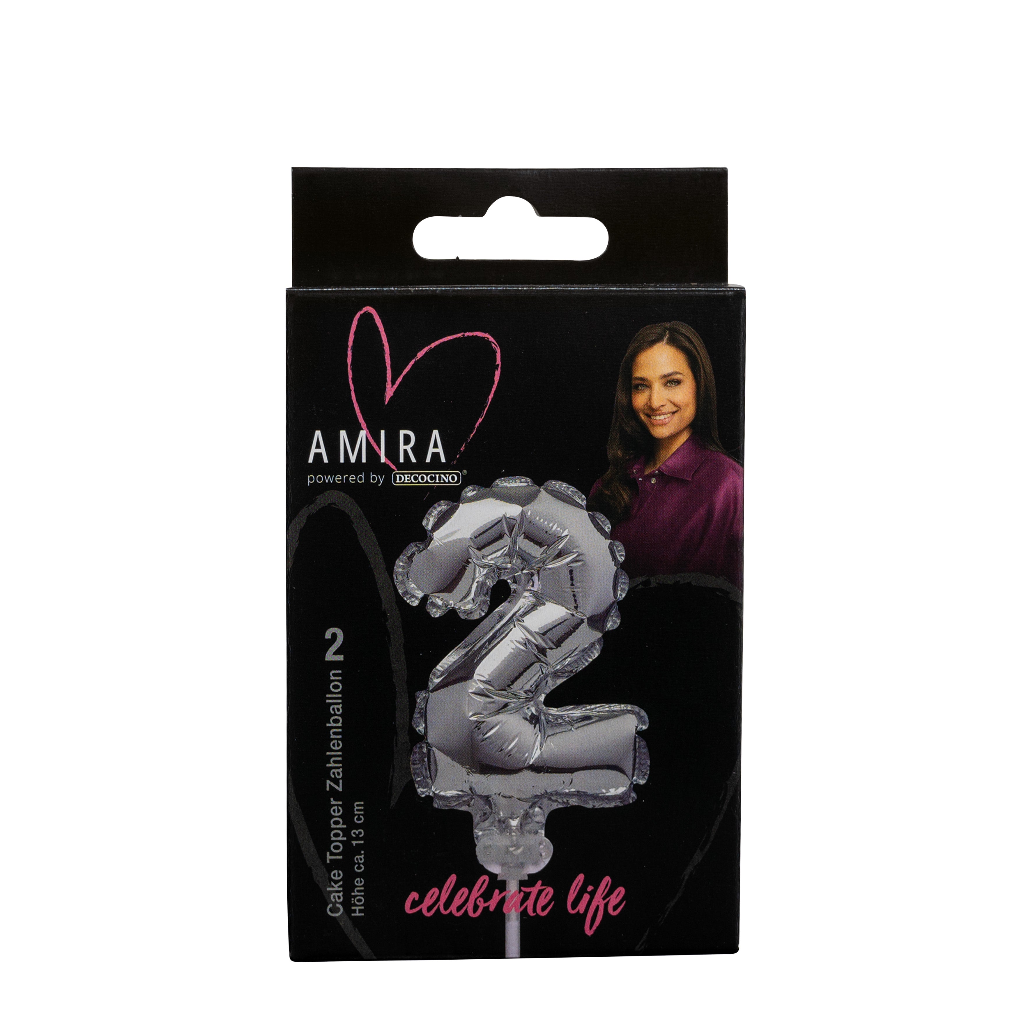 Number balloon "2" silver by Amira