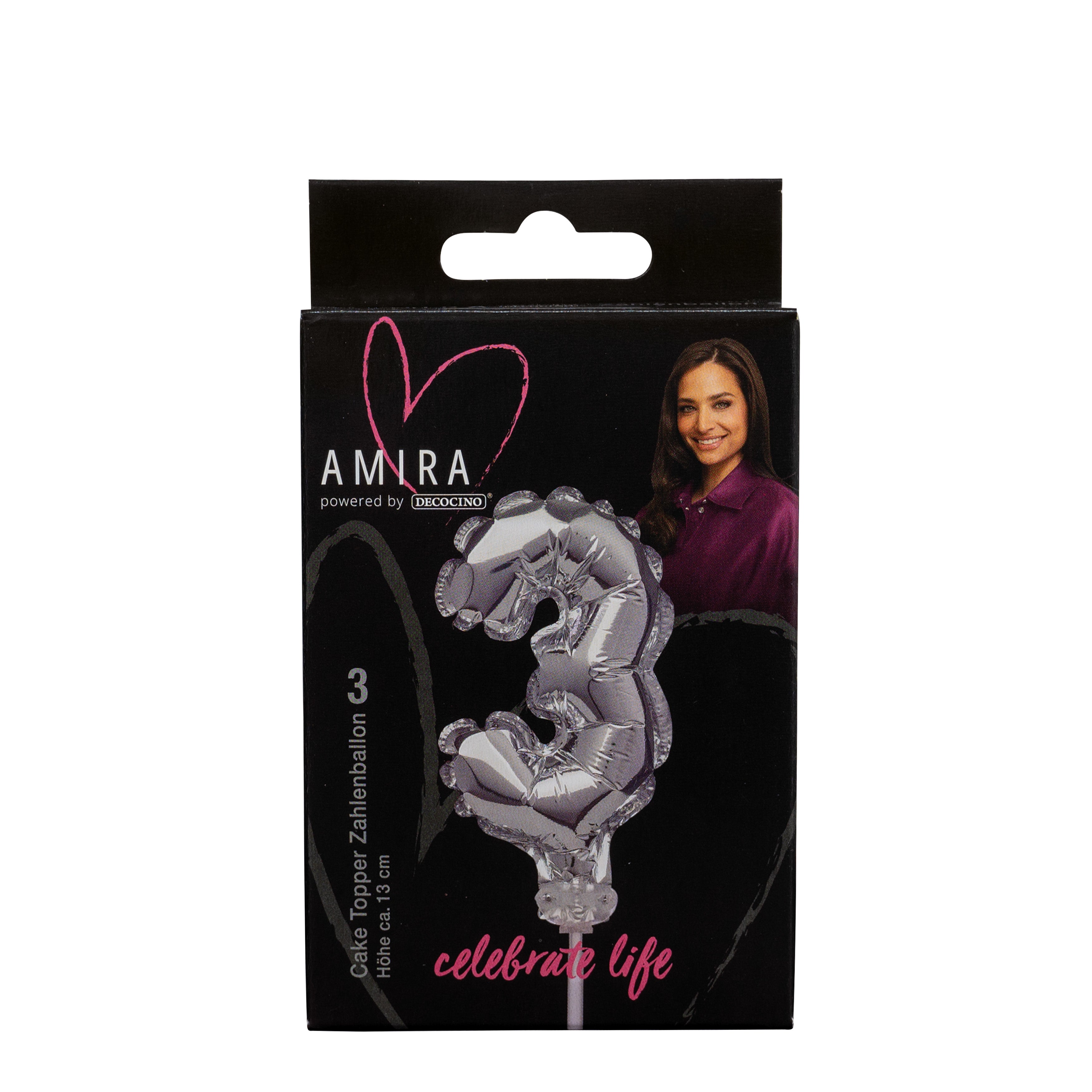 Number balloon "3" silver by Amira