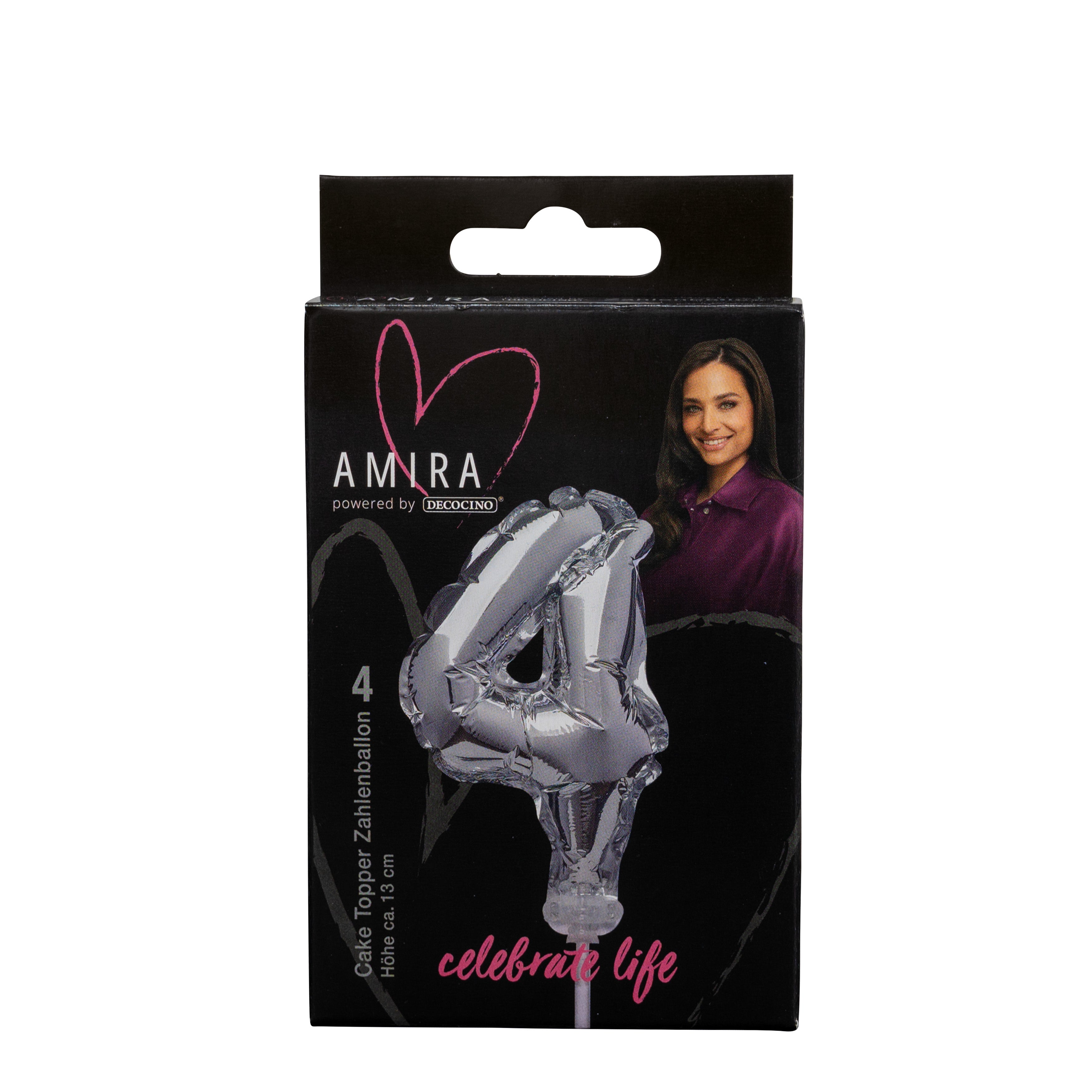 Number balloon "4" silver by Amira