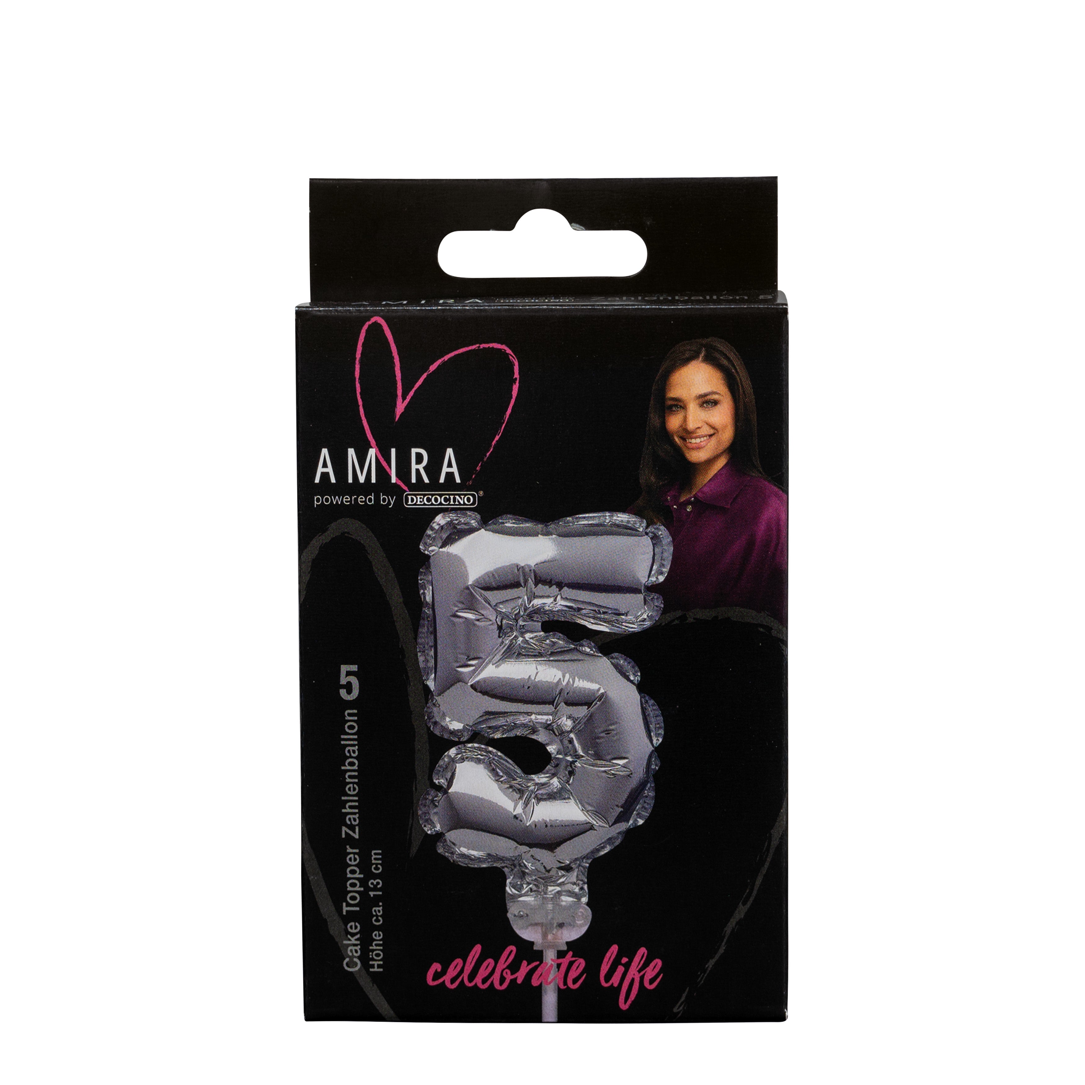 Number balloon "5" silver by Amira