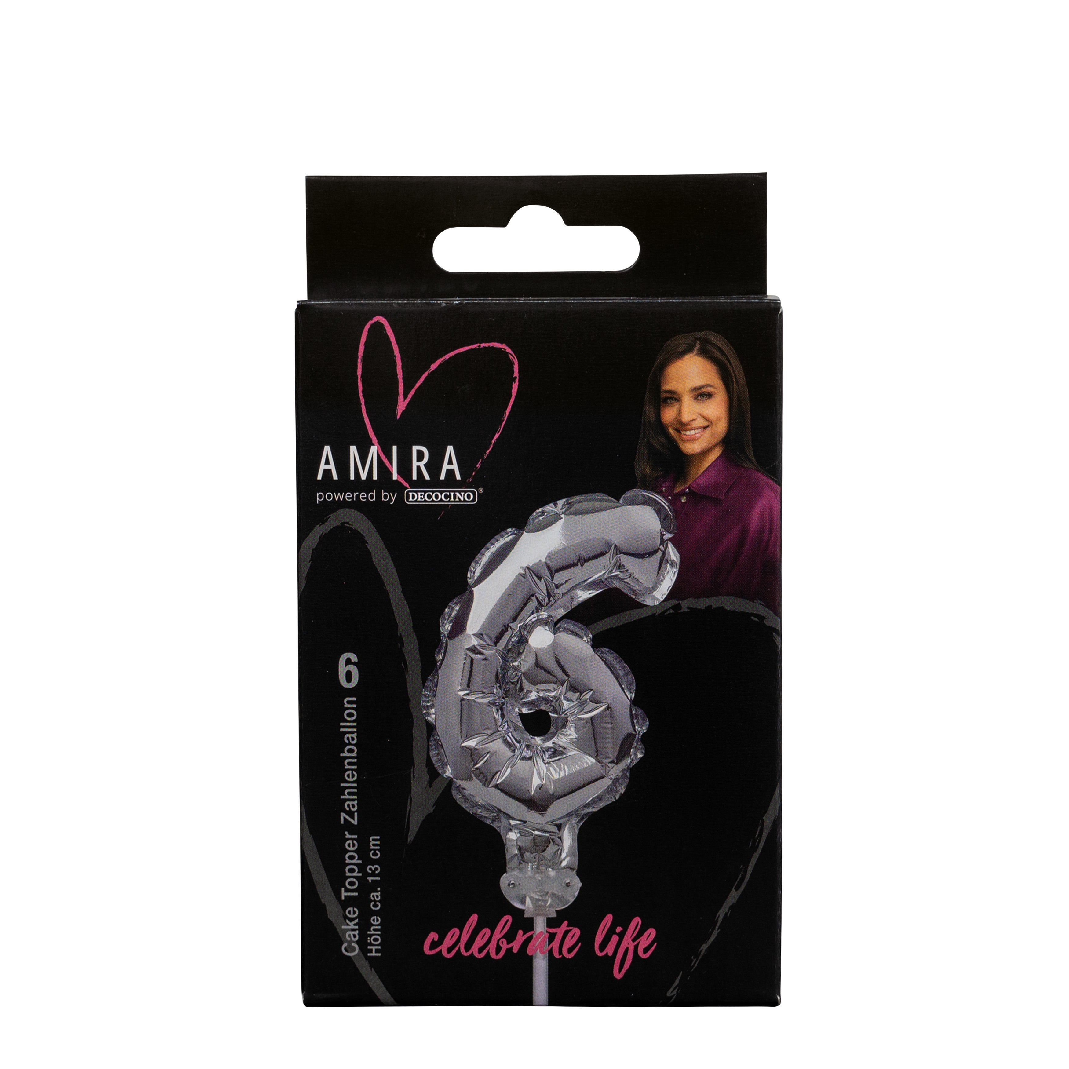 Number balloon "6" silver by Amira