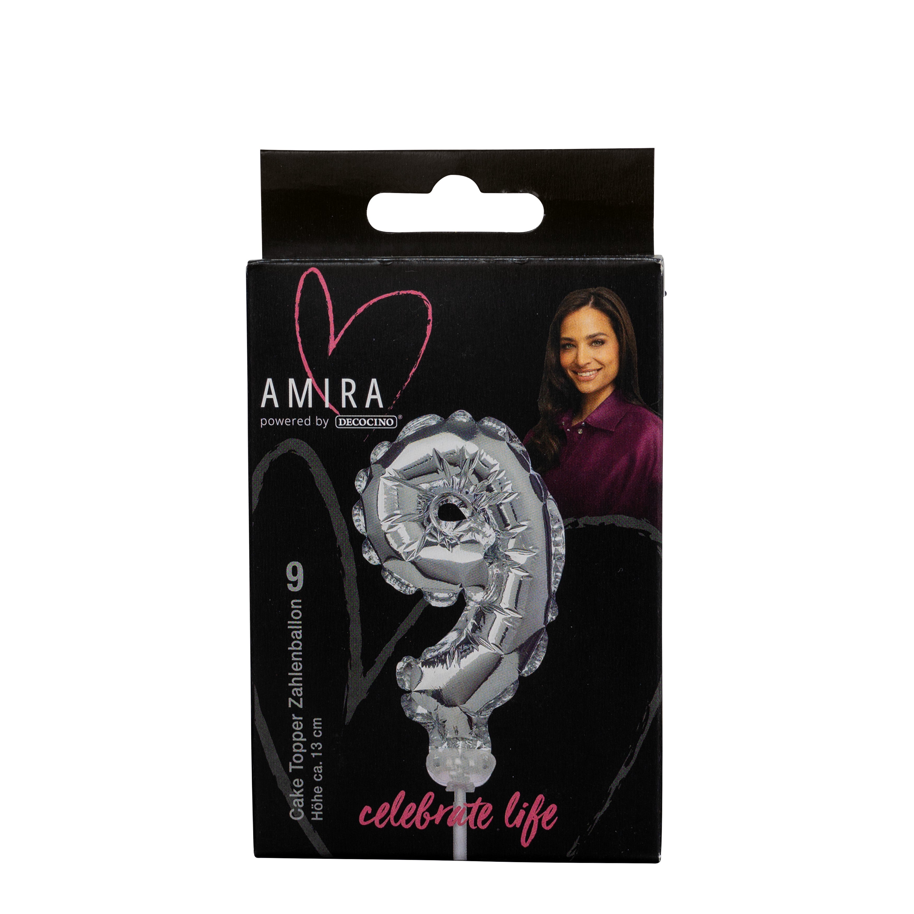 Number balloon "9" silver by Amira