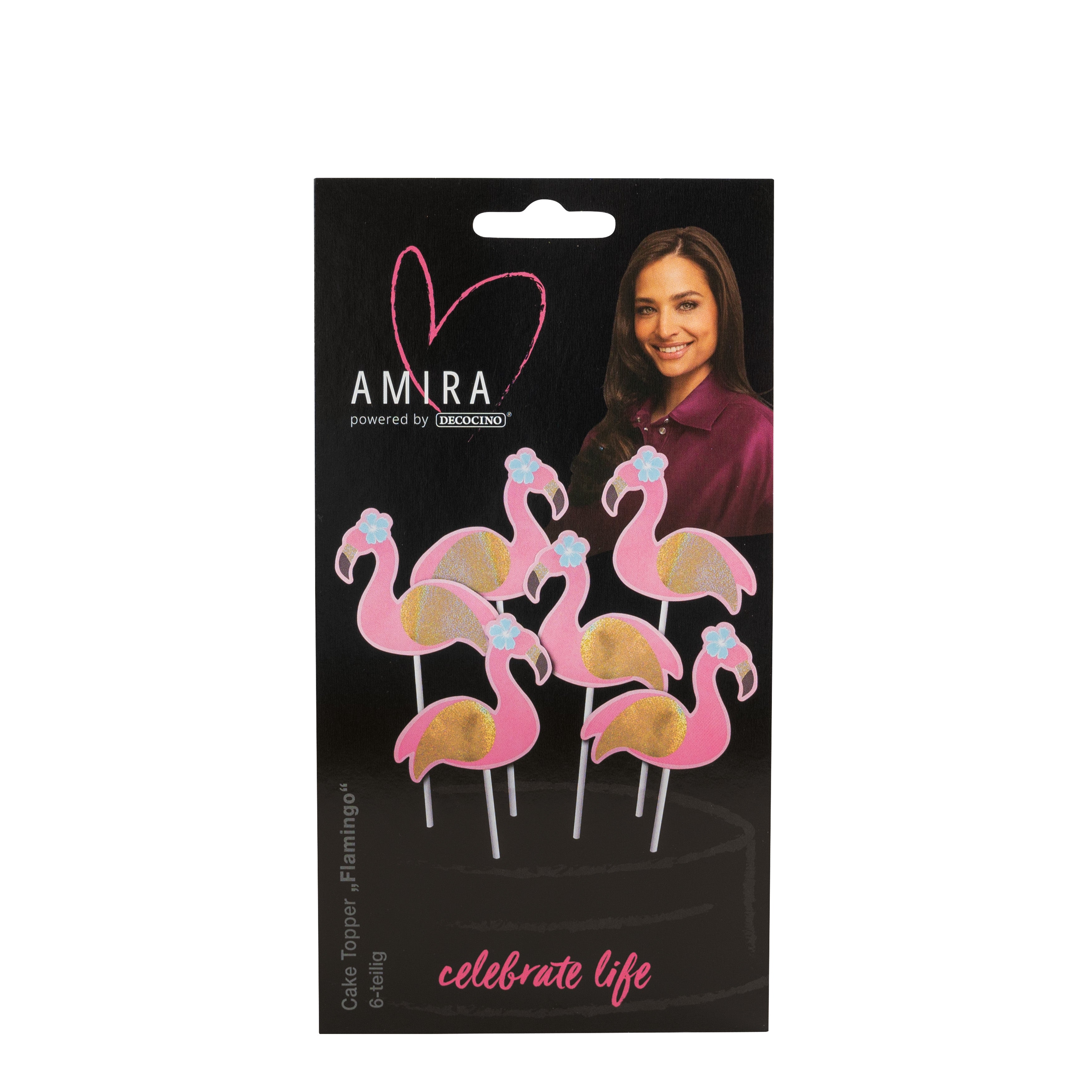 Cake Topper Flamingo 6 pcs. by Amira