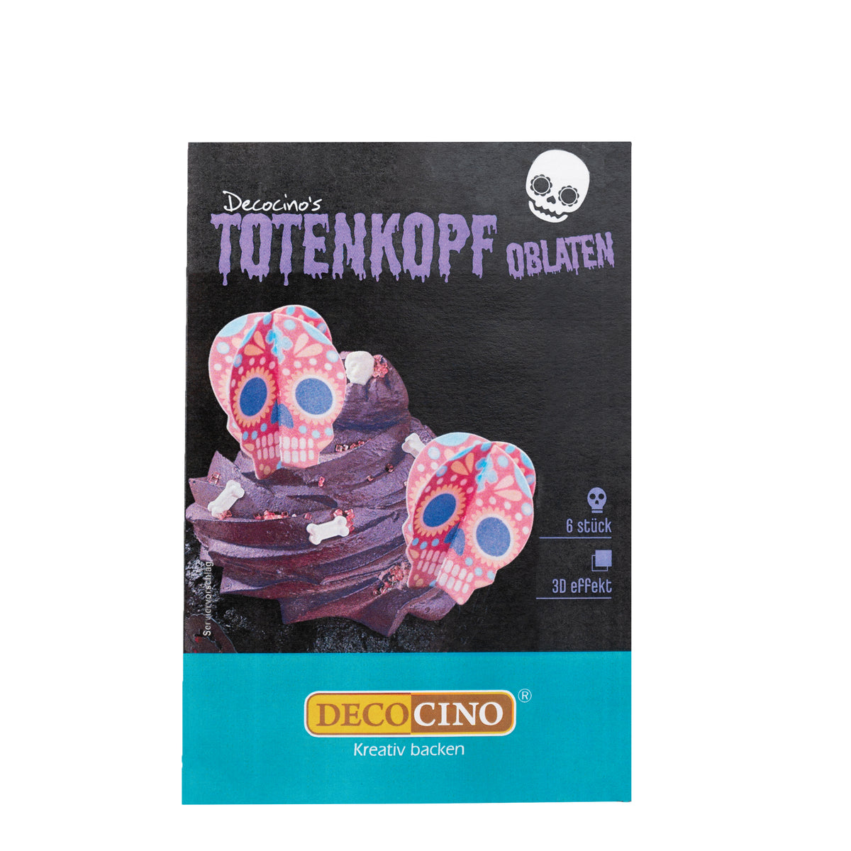 Halloween Oblaten Totenköpfe (6 Stück)