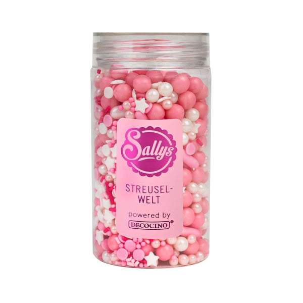 Sallys Streuselwelt – Pink Stardust Streuselmix in transparenter Dose powered by Decocino