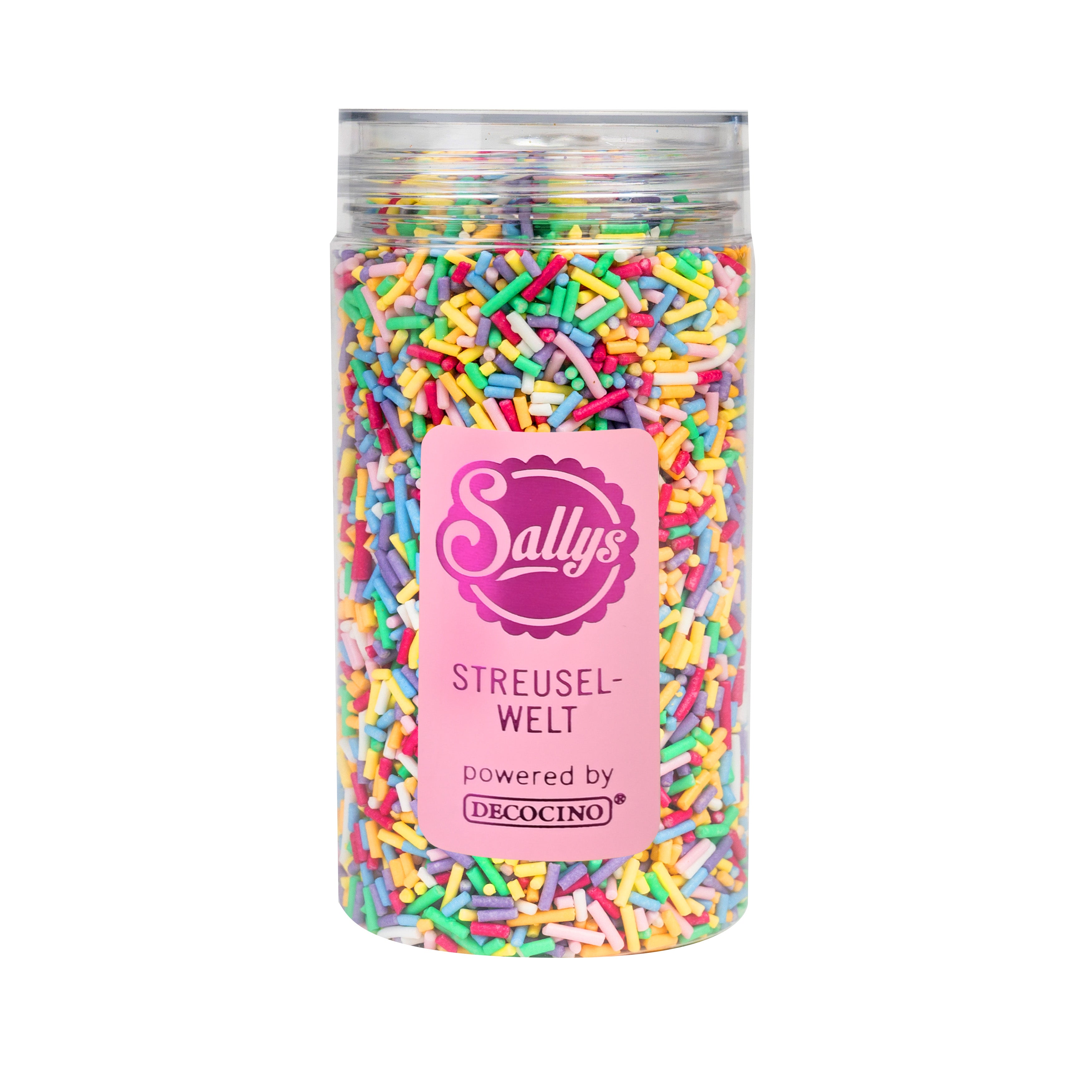 Sallys Streuselwelt – bunter Streuselmix in transparenter Dose powered by Decocino