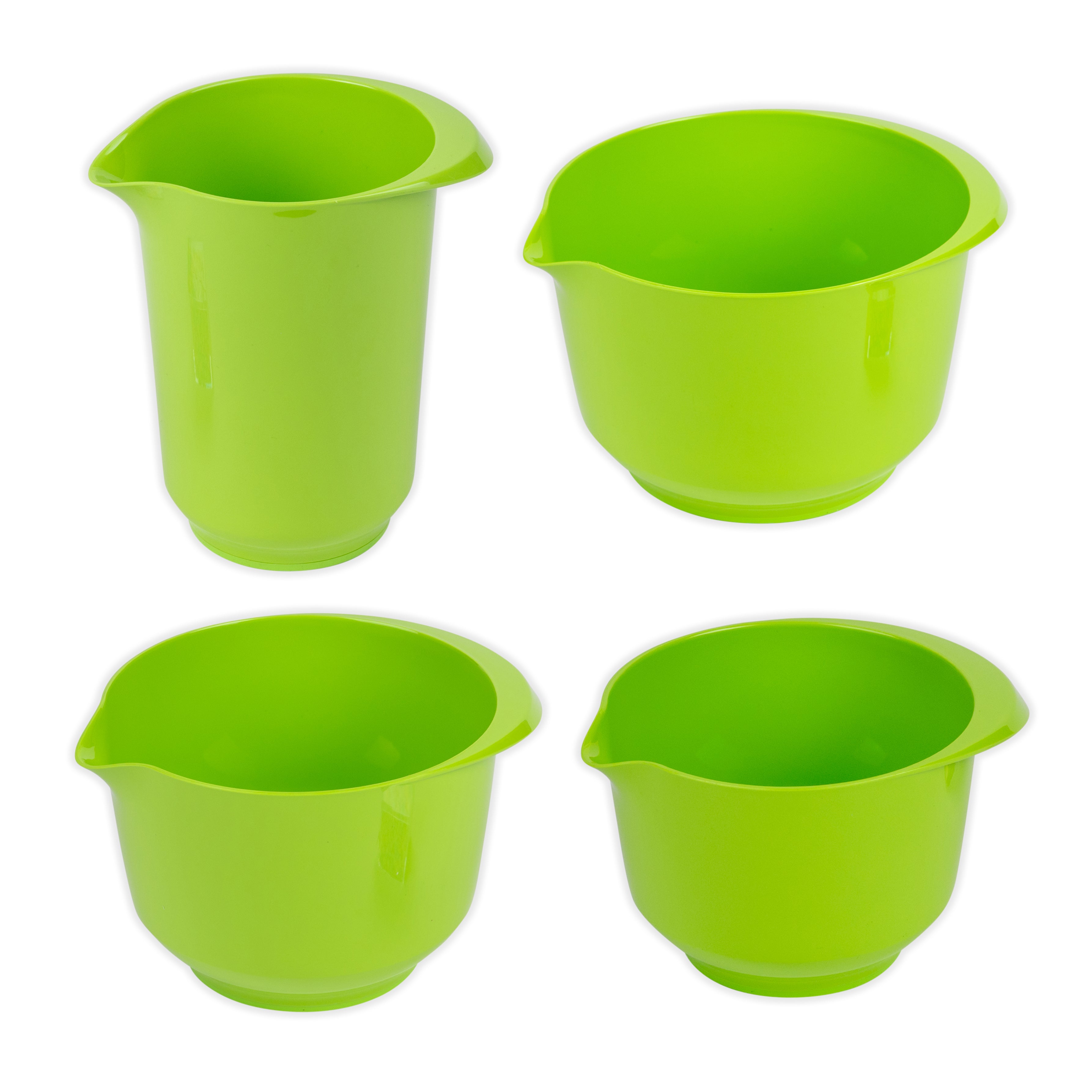 4teiliges Rühr- und Servierschüssel Set 1,0 LIter, 1,5 Liter, 2,0 Liter und 4,0 Liter Fassungsvermögen Farbe grün