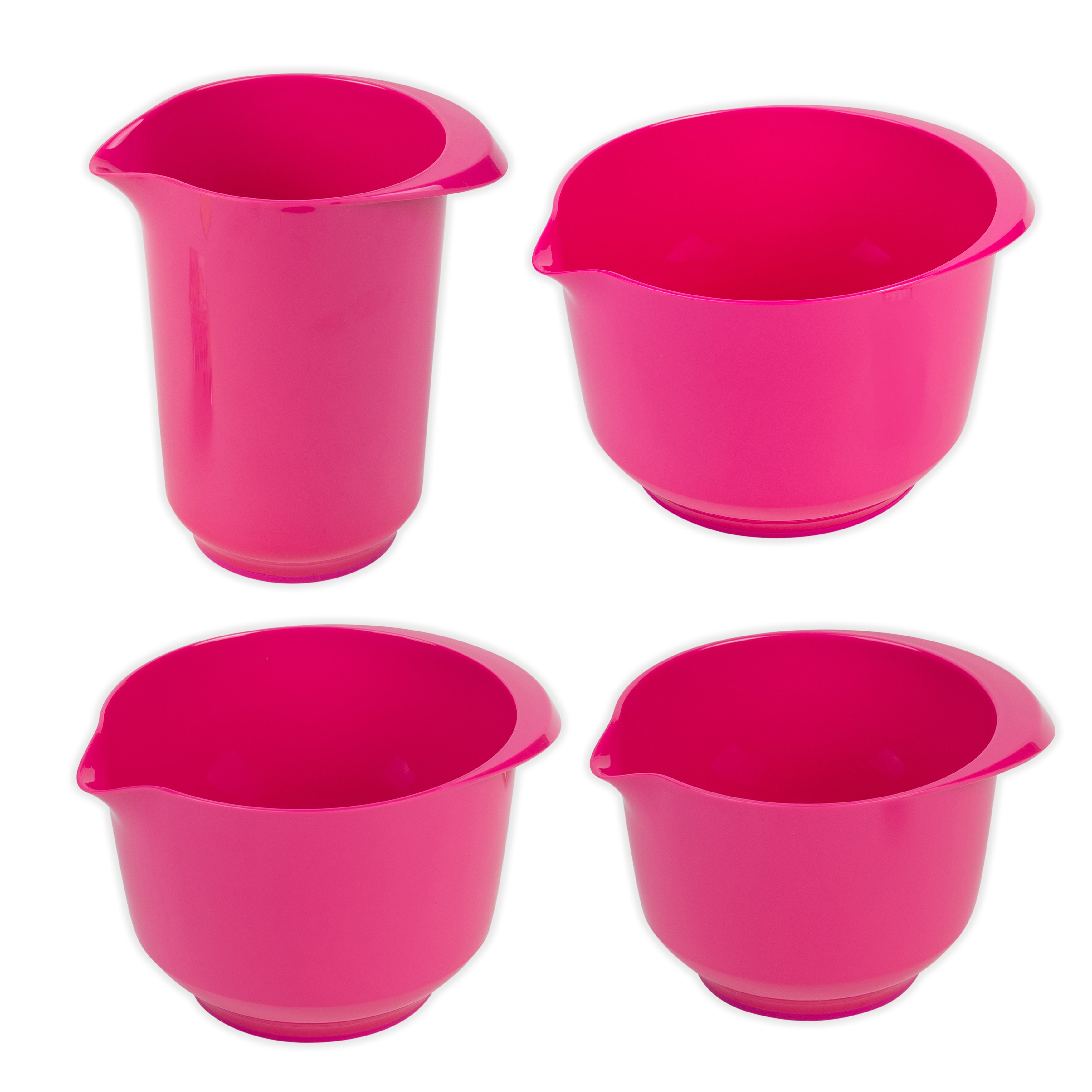 4teiliges Rühr- und Servierschüssel Set 1,0 LIter, 1,5 Liter, 2,0 Liter und 4,0 Liter Fassungsvermögen Farbe Pink