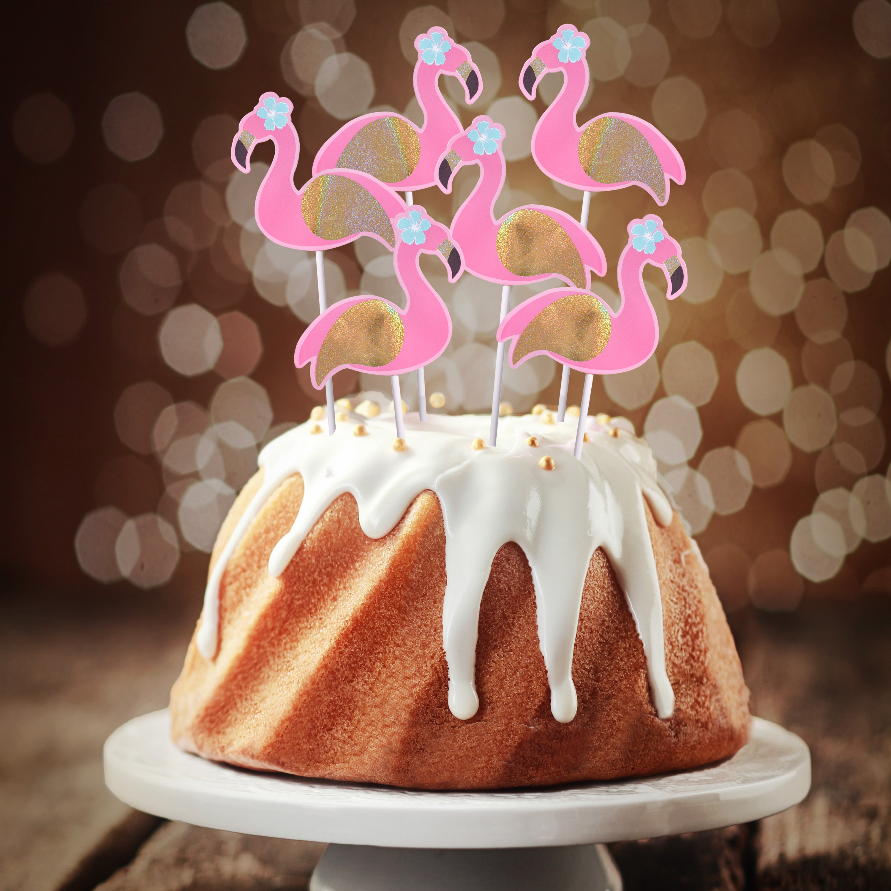 Cake Topper Flamingo 6 pcs. by Amira