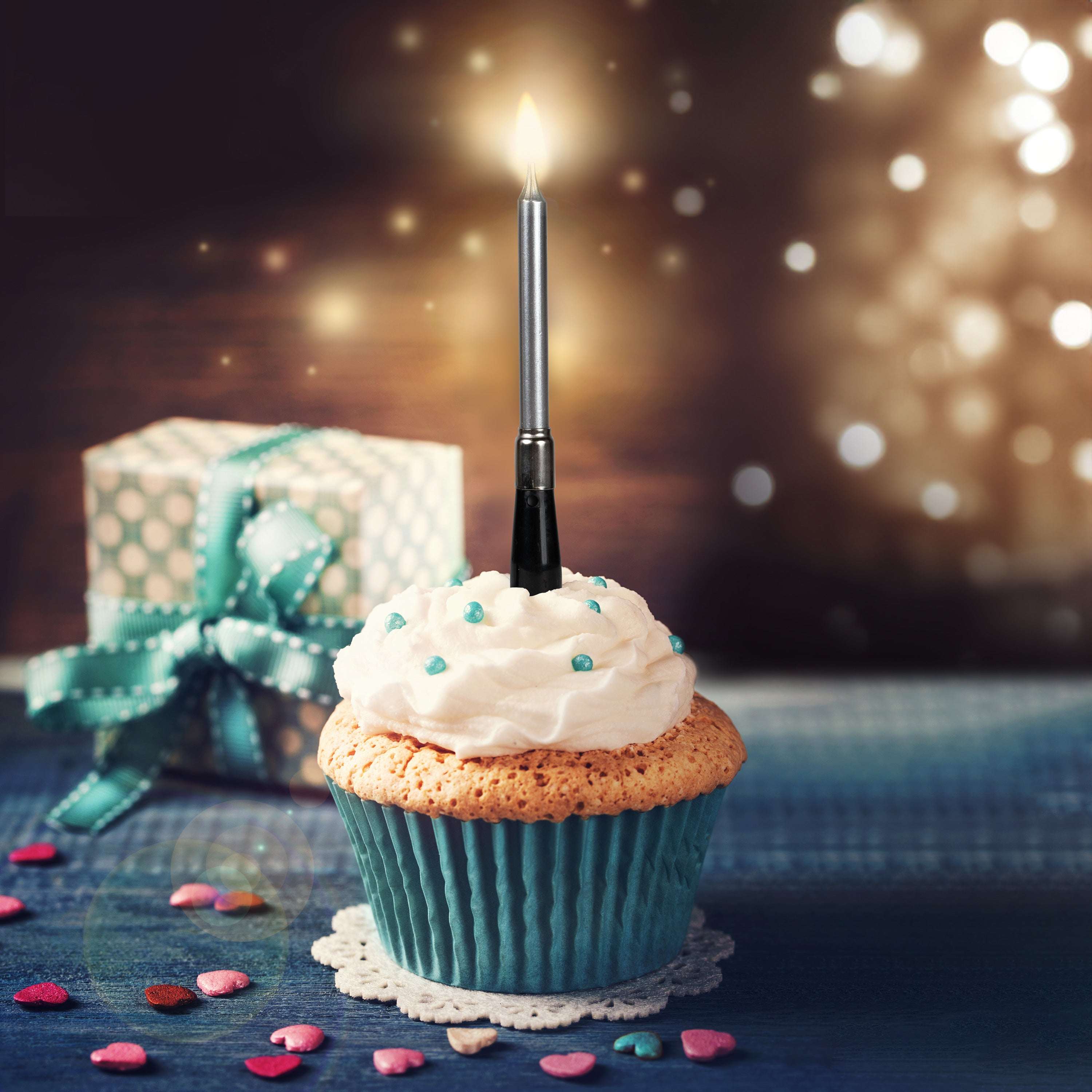 [KI] Musikkerze Happy Birthday Silber AMIRA