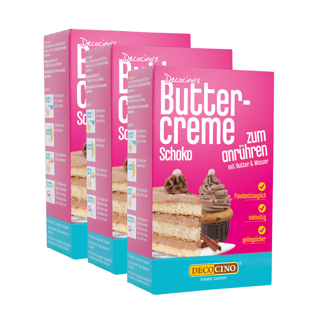 Set di 3 miscele per crema al burro al cioccolato (3x250g)