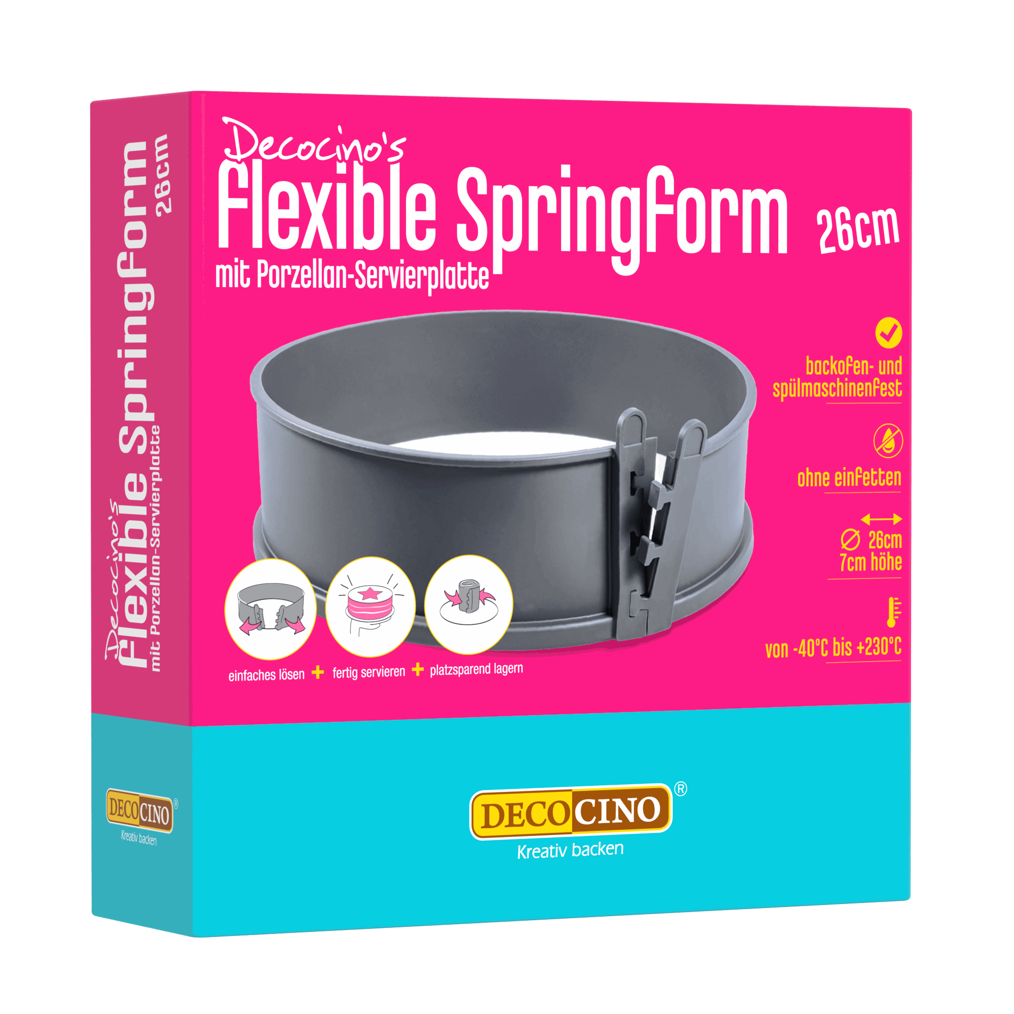Flexible Springformen mit Porzellan-Servierplatte (Ø 26cm)