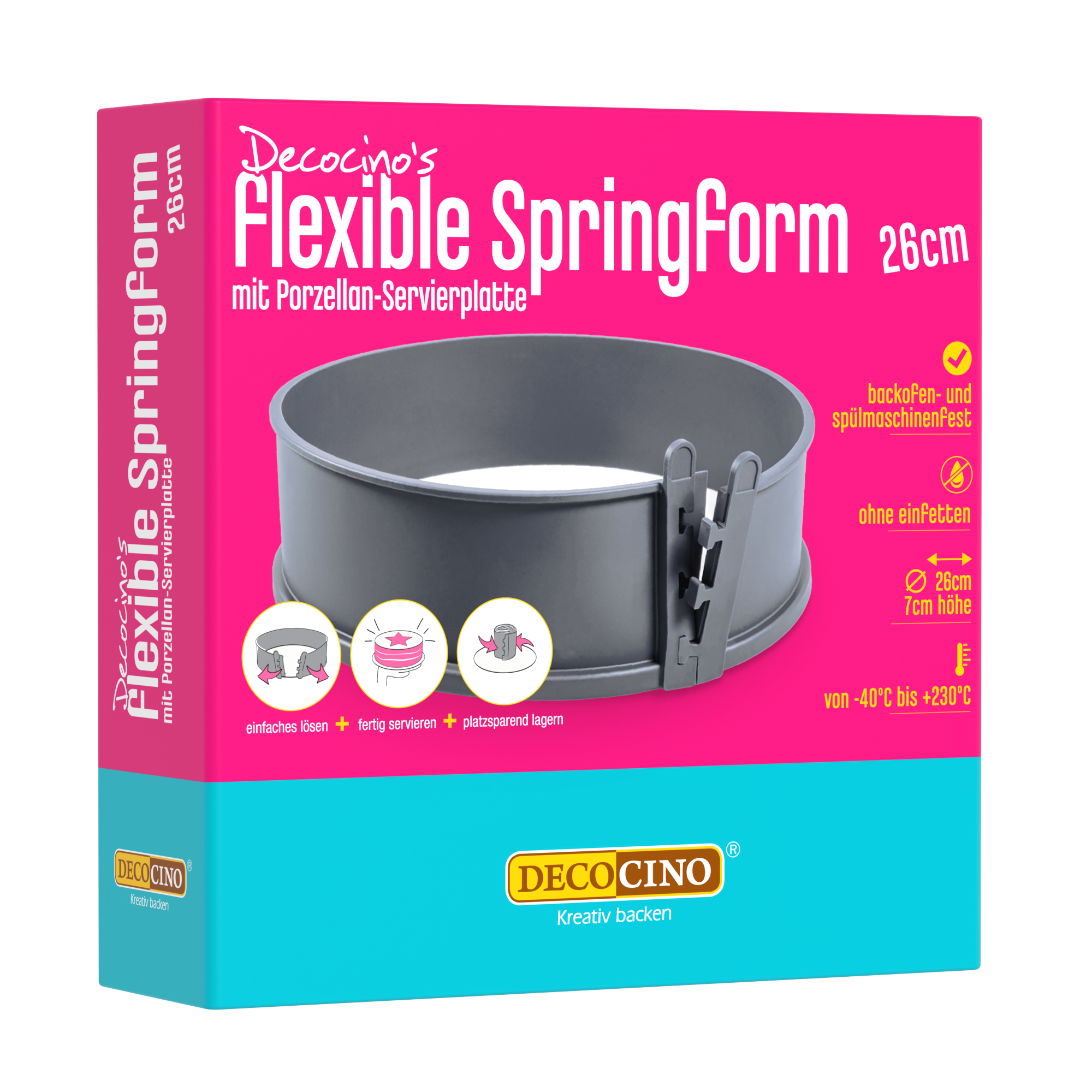 Flexible springform pans with porcelain serving plate (Ø 26cm)