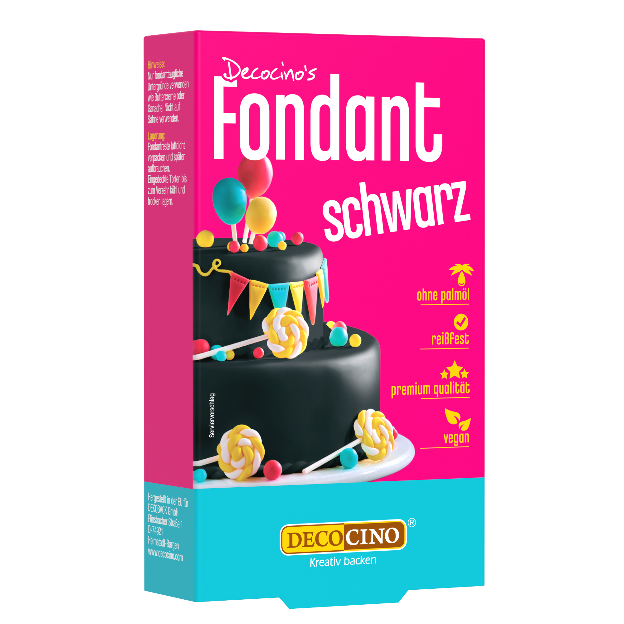 Schwarzer Fondant zum backen von decocino