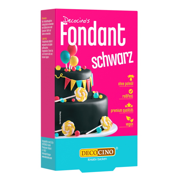 Schwarzer Fondant zum backen von decocino